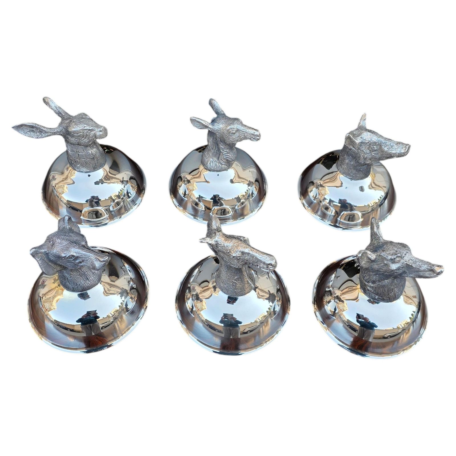 Set Of 6 Ice Cream Cups With Animals Mauro Manetti Florence 1970 Gucci Style