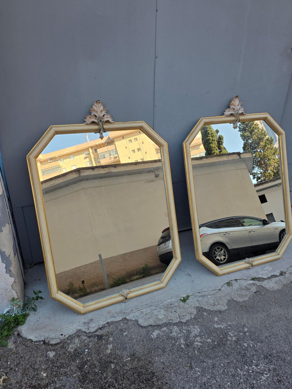 Pair Of Venetian Baroque Lacquered Italian Octagonal Console Mirrors photo buy