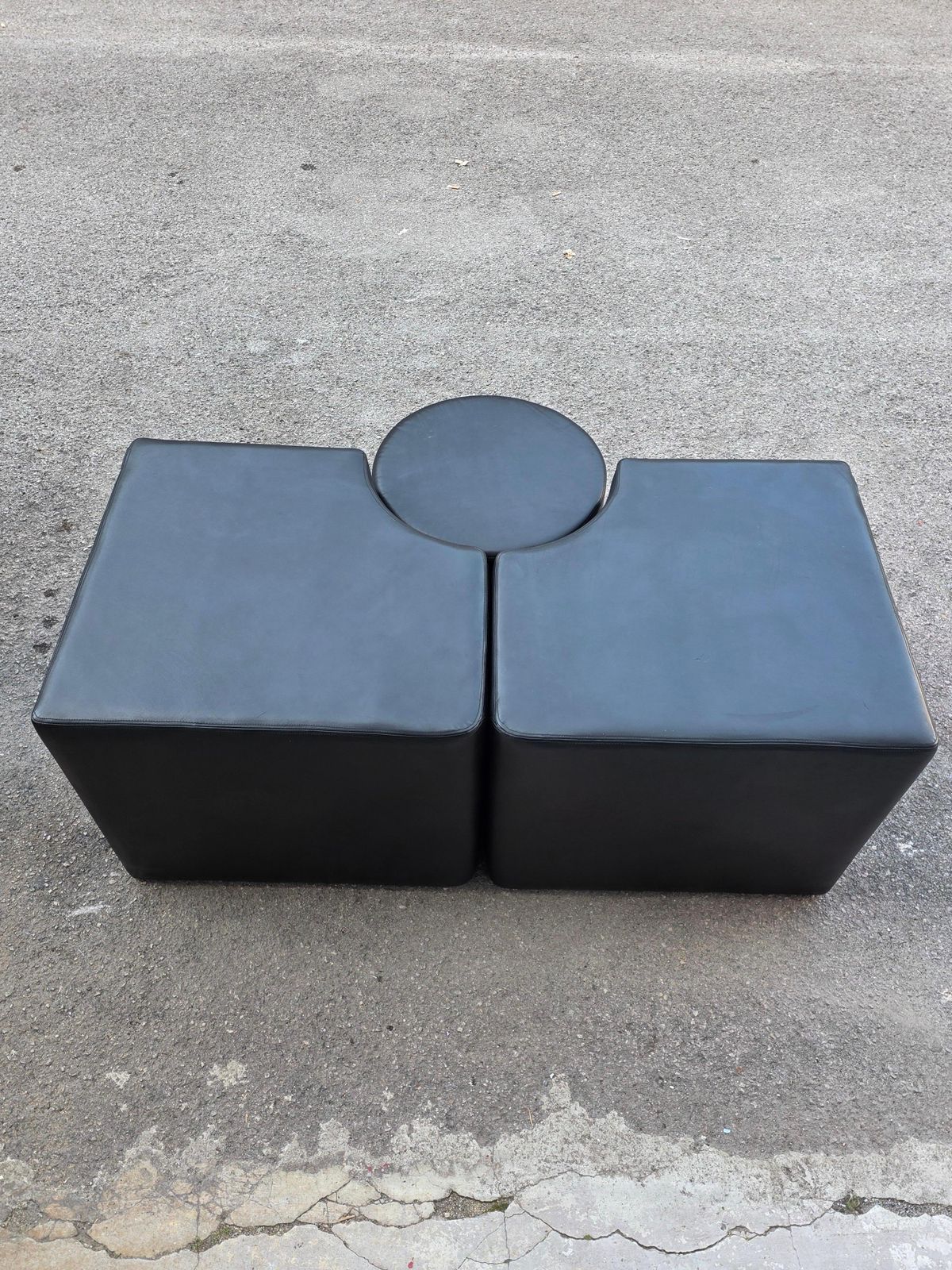 15874.0 Chest Of Drawers With Stool Black Leather 1970 Guido Faleschini For I4 Mariani photo
