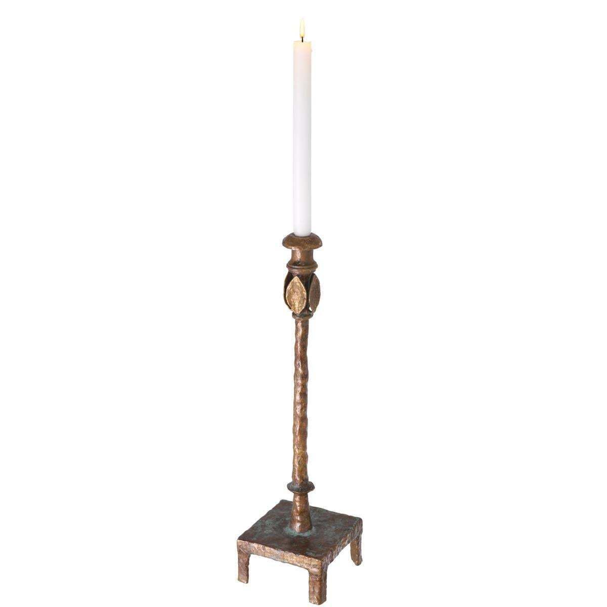 Set Of Two Candle Holders In Brass Finish With Antique Look photo vinterior