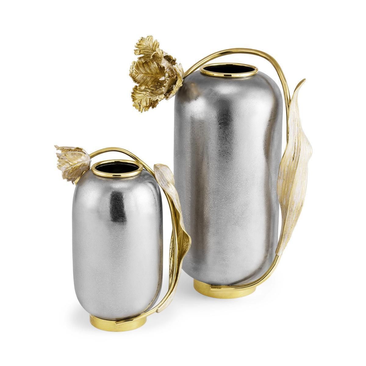 Pair Of Small Contemporary Silver And Gold Metal Tulip Vase photo 1226.0