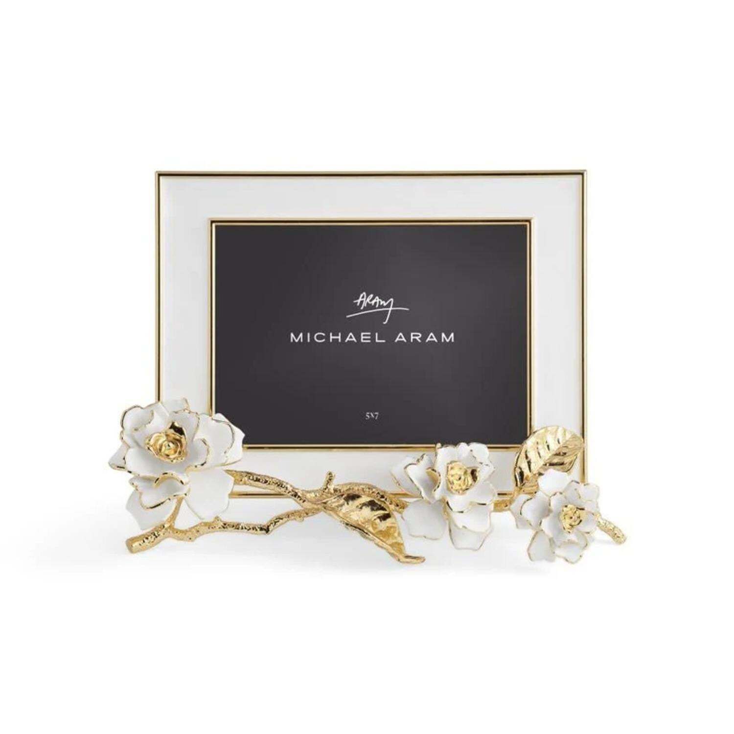 Set Of Four Contemporary Gold Metal And Enamel Floral Photo Frame photo Home Decor
