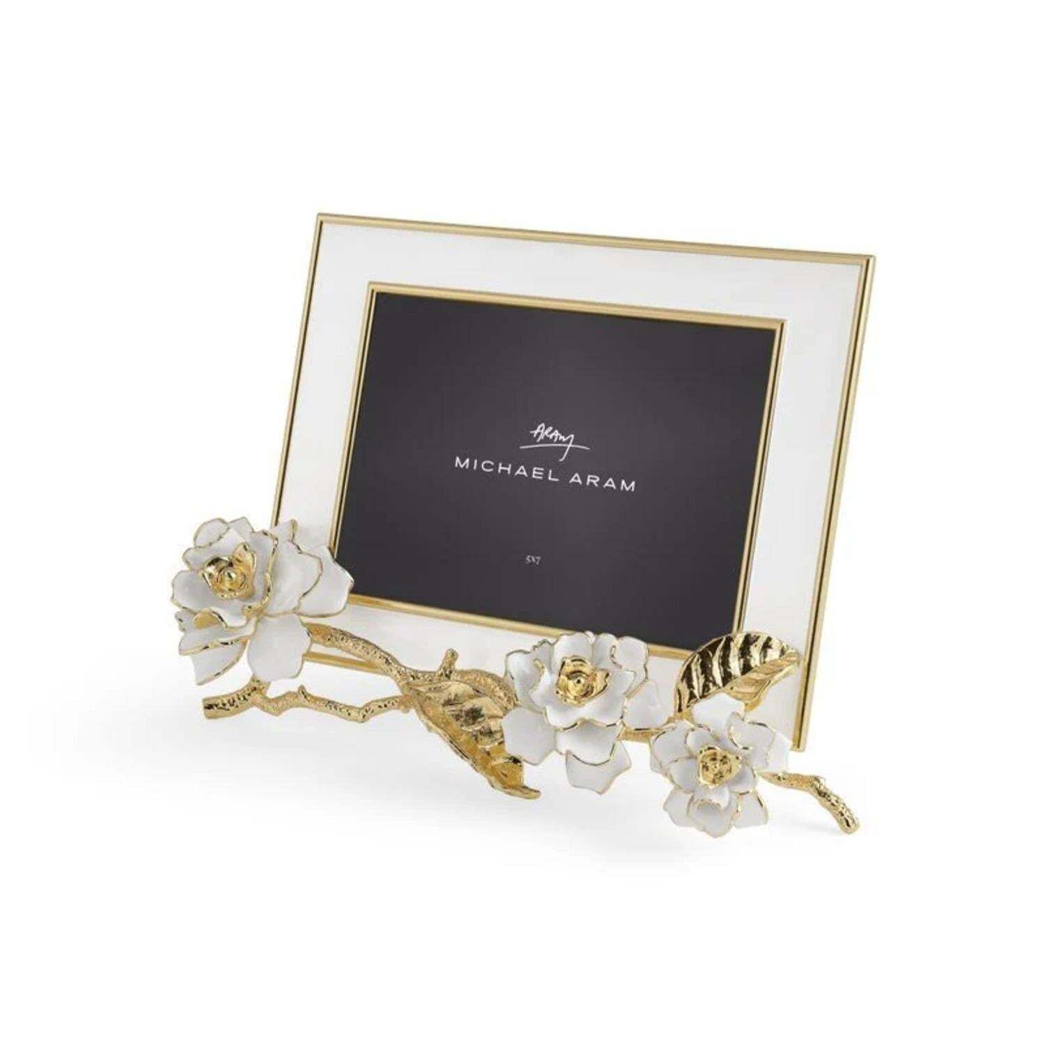 Set Of Four Contemporary Gold Metal And Enamel Floral Photo Frame photo vinterior