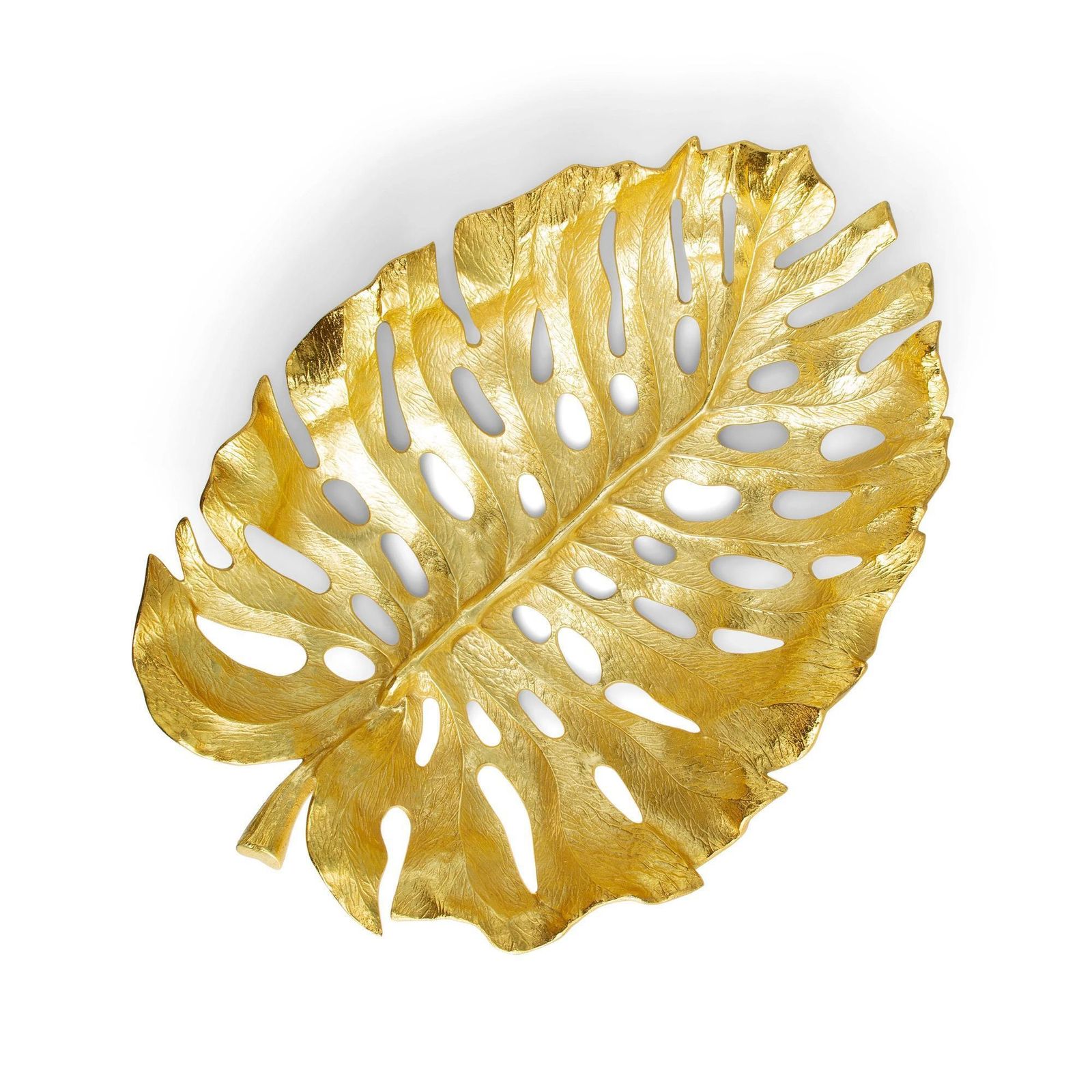 Set Of 2 Gold Monstera Leaf Bowl In Organic Sculptural Metal Design photo for sale