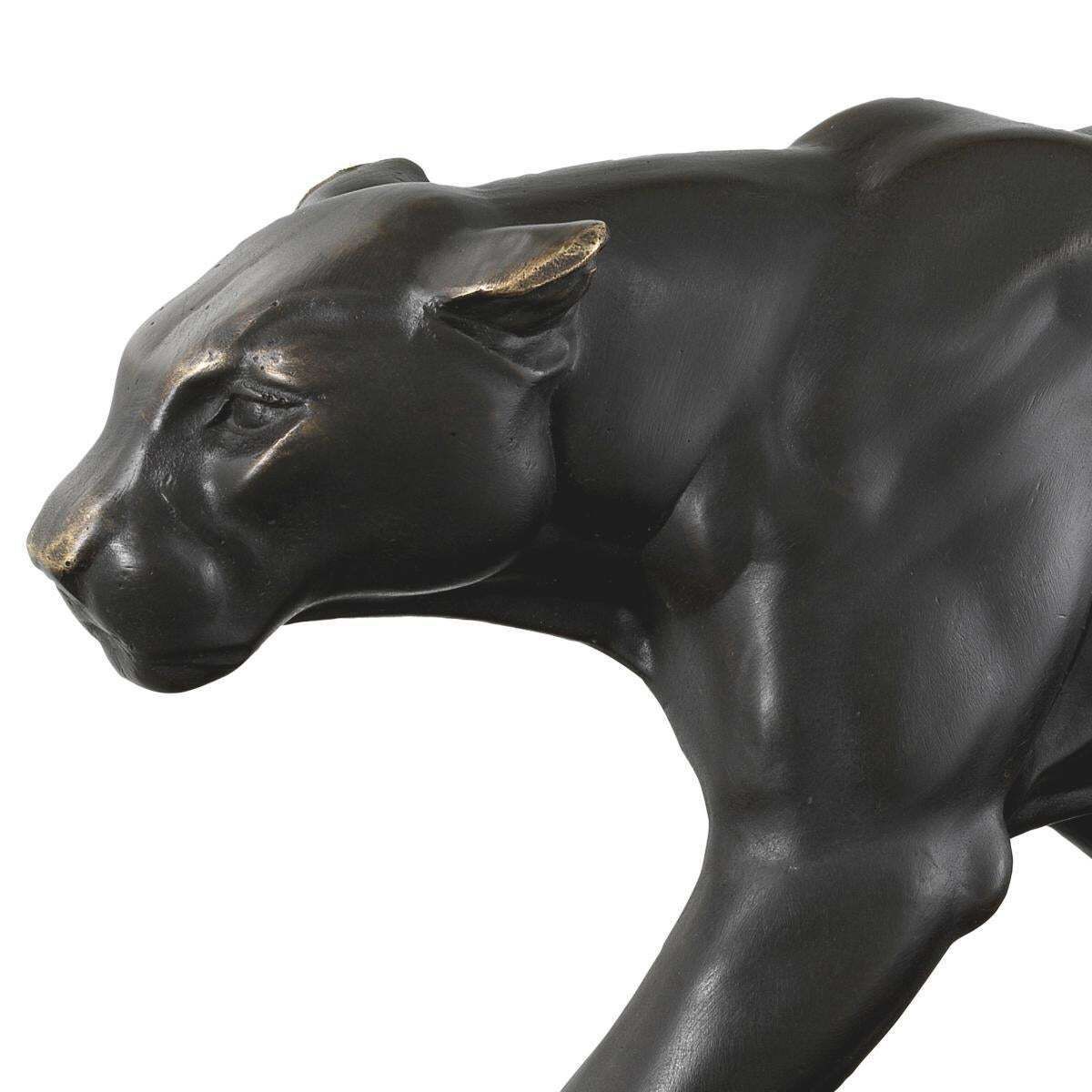 Panther Sculpture In Bronze Patina On Black Marble Base photo Art