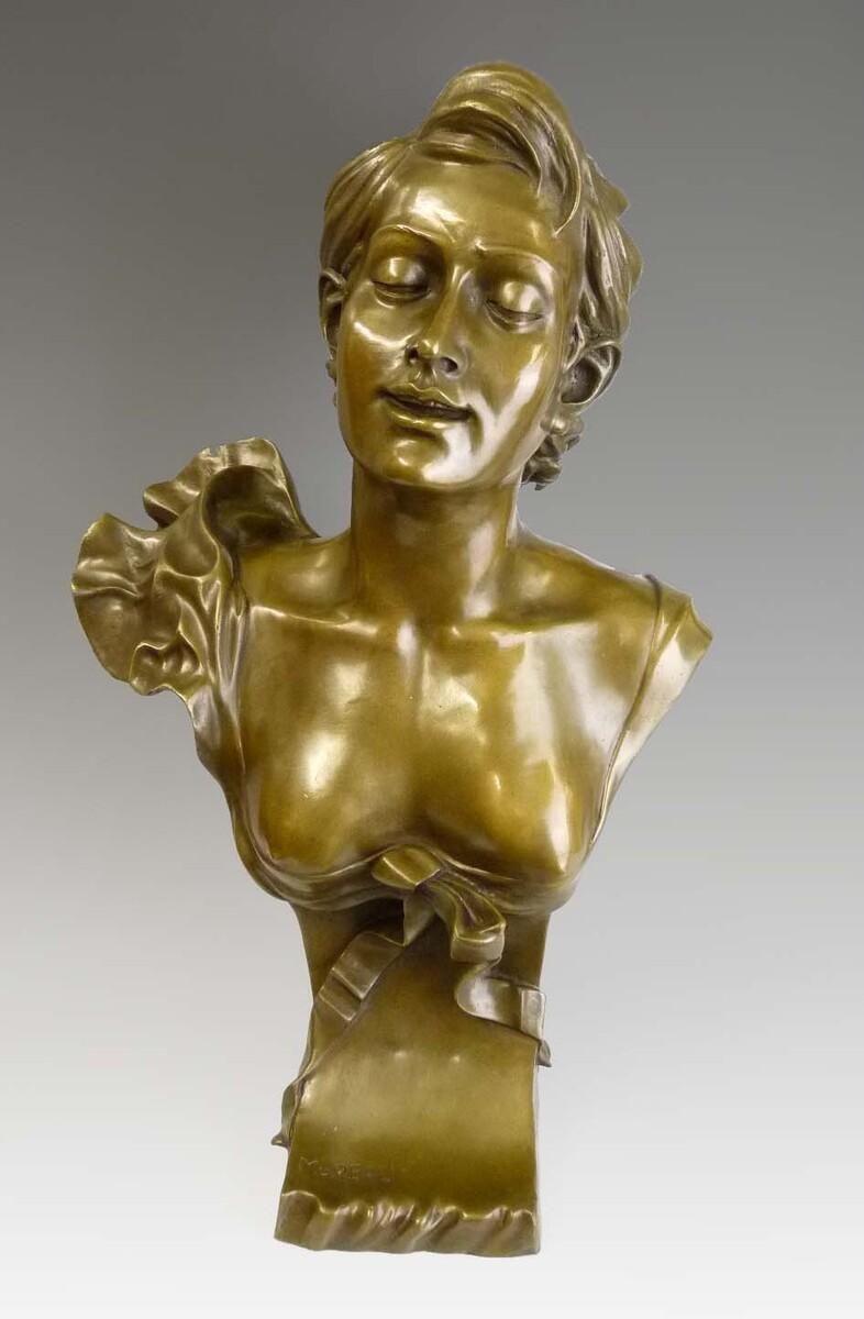 Art Nouveau Gold Patinated Bronze Bust Sculpture photo vinterior