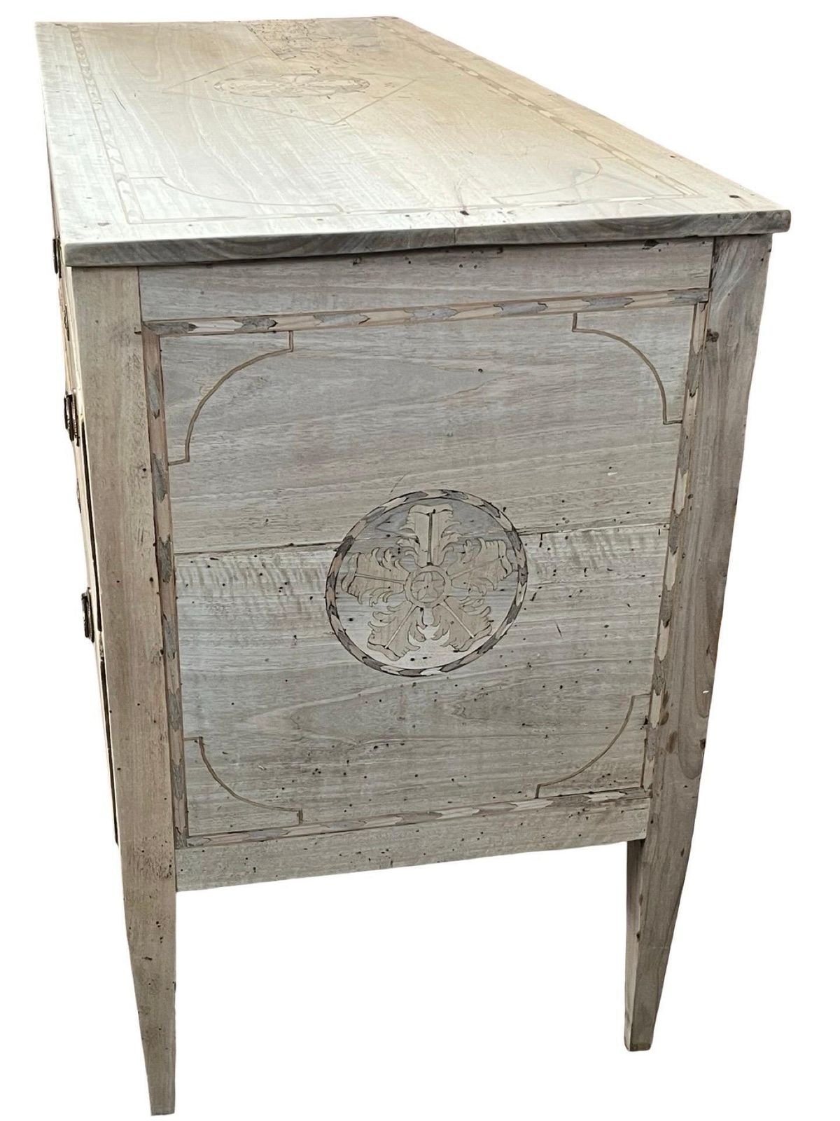 Italian Neoclassical Bleached Walnut Chest Of Drawers / Commode With Inlay photo for sale