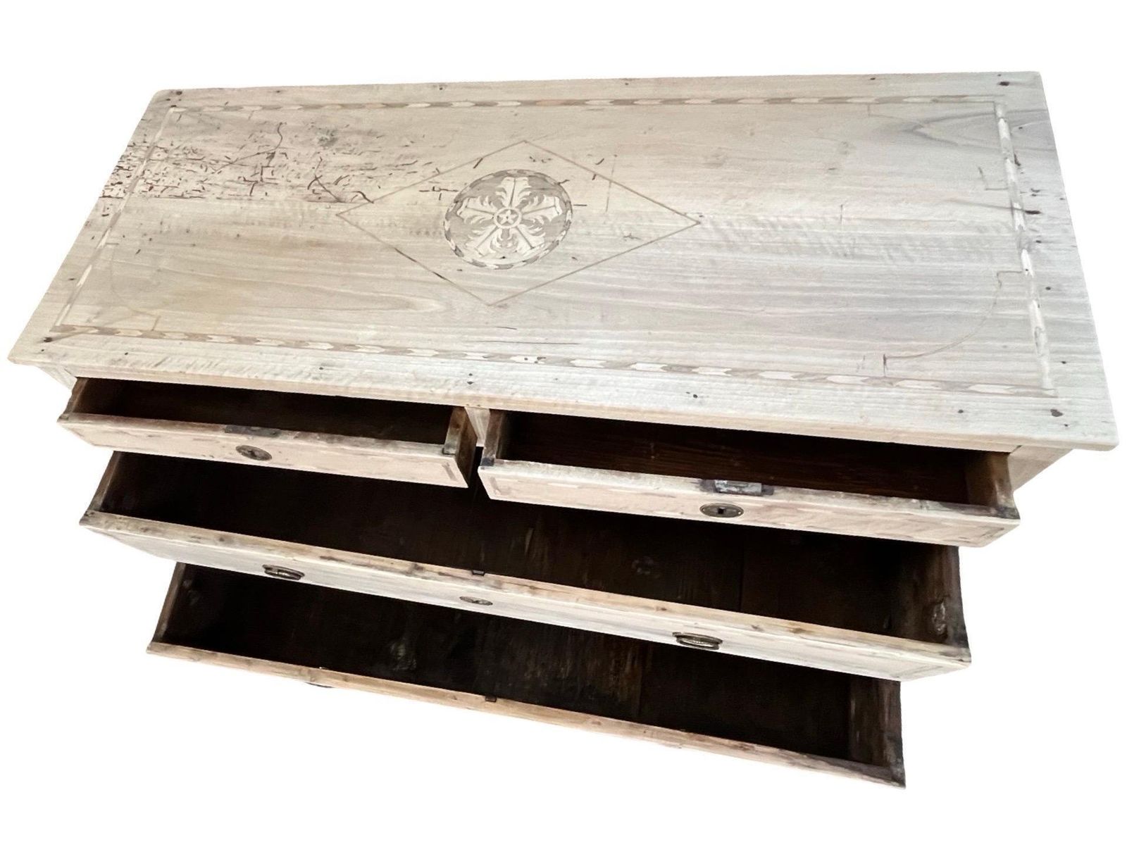 Furniture Italian Neoclassical Bleached Walnut Chest Of Drawers / Commode With Inlay photo