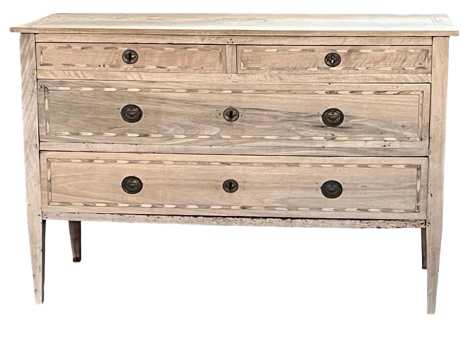 photo buy Italian Neoclassical Bleached Walnut Chest Of Drawers / Commode With Inlay