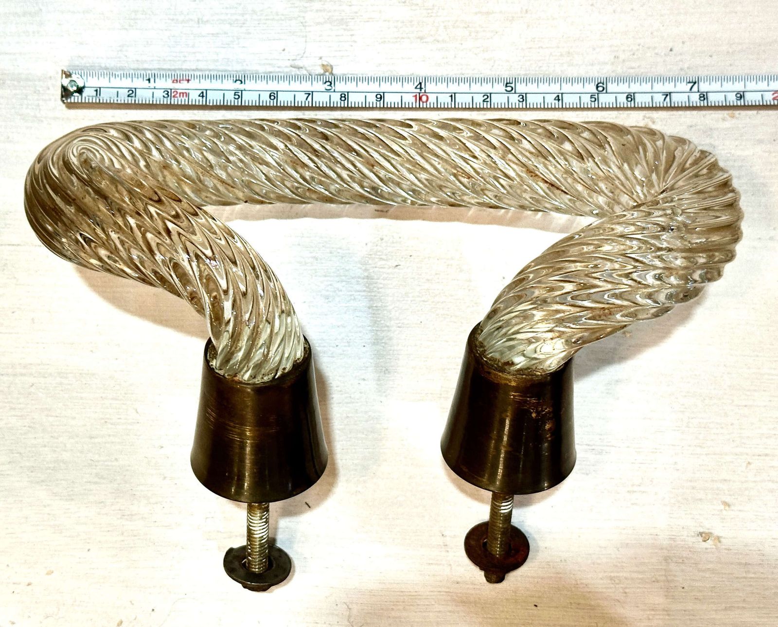 Venini Clear Glass Door Handles 1940's Attributed To Carlo Scarpa photo vintage