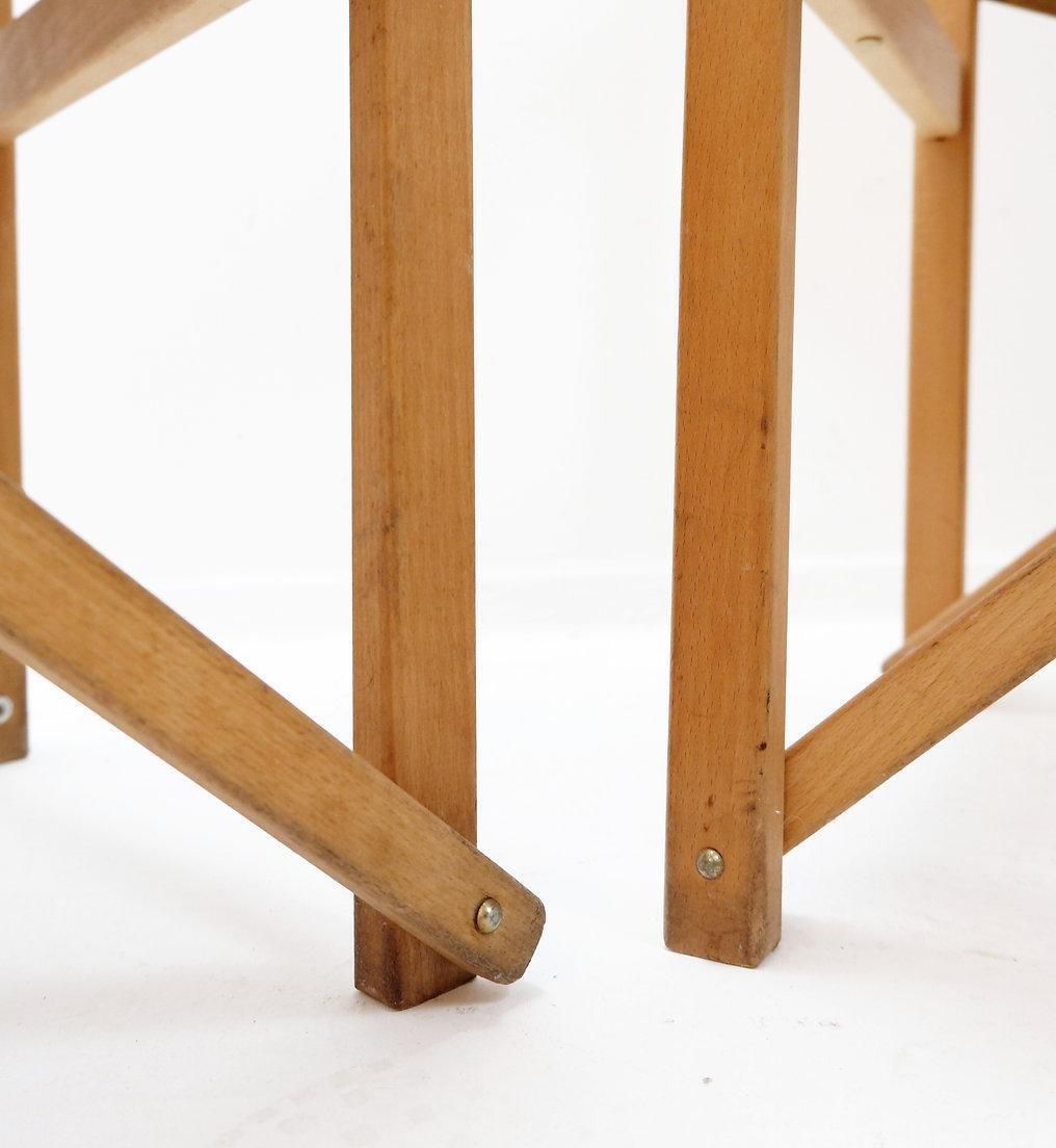 photo vinterior Set Of Four Mid Century Modern Folding Chairs In Oak & Canvas