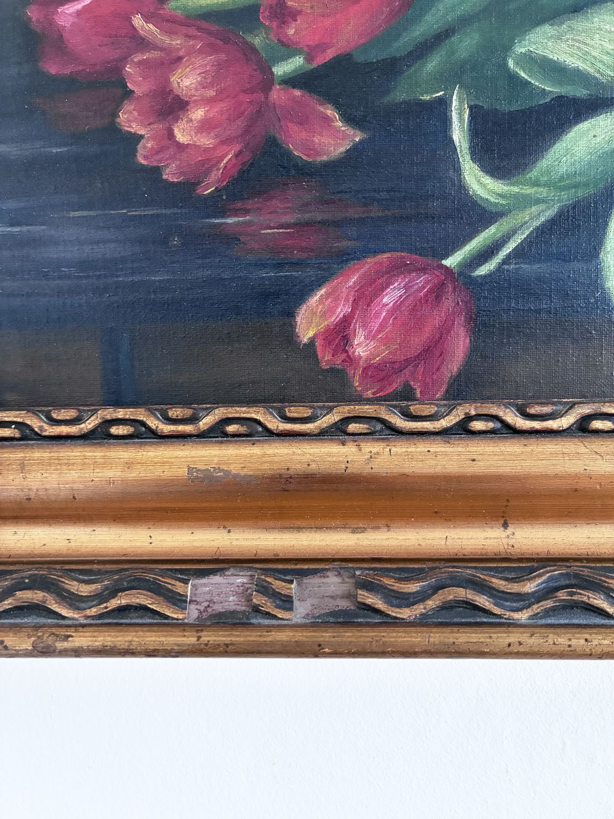 Art Peinture à l'huile vintage, natures mortes aux tulipes photo