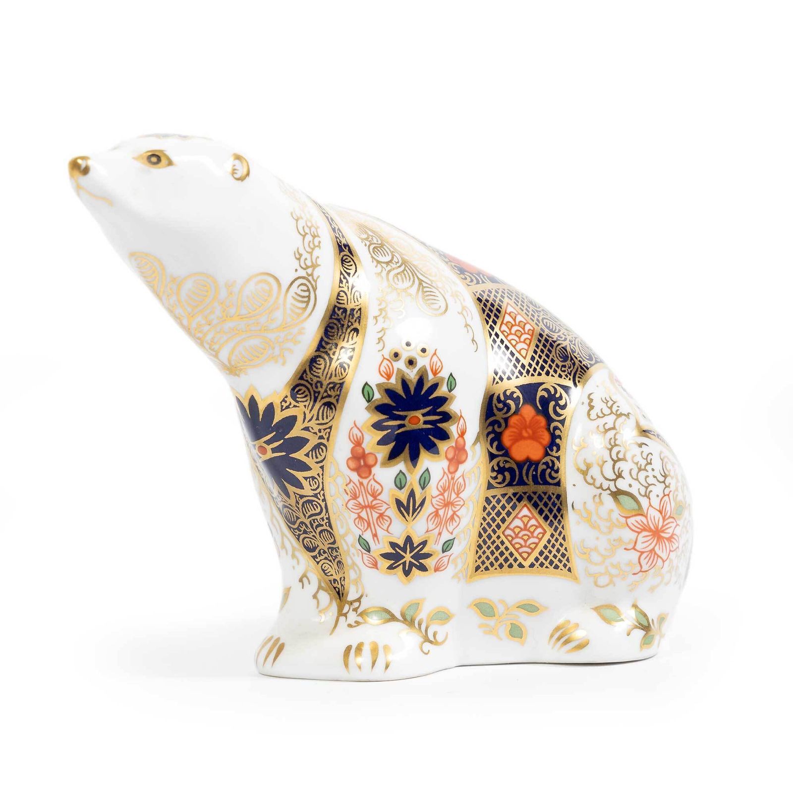 Presse-papiers Royal Crown Derby Polar Bear, Imari en porcelaine fine