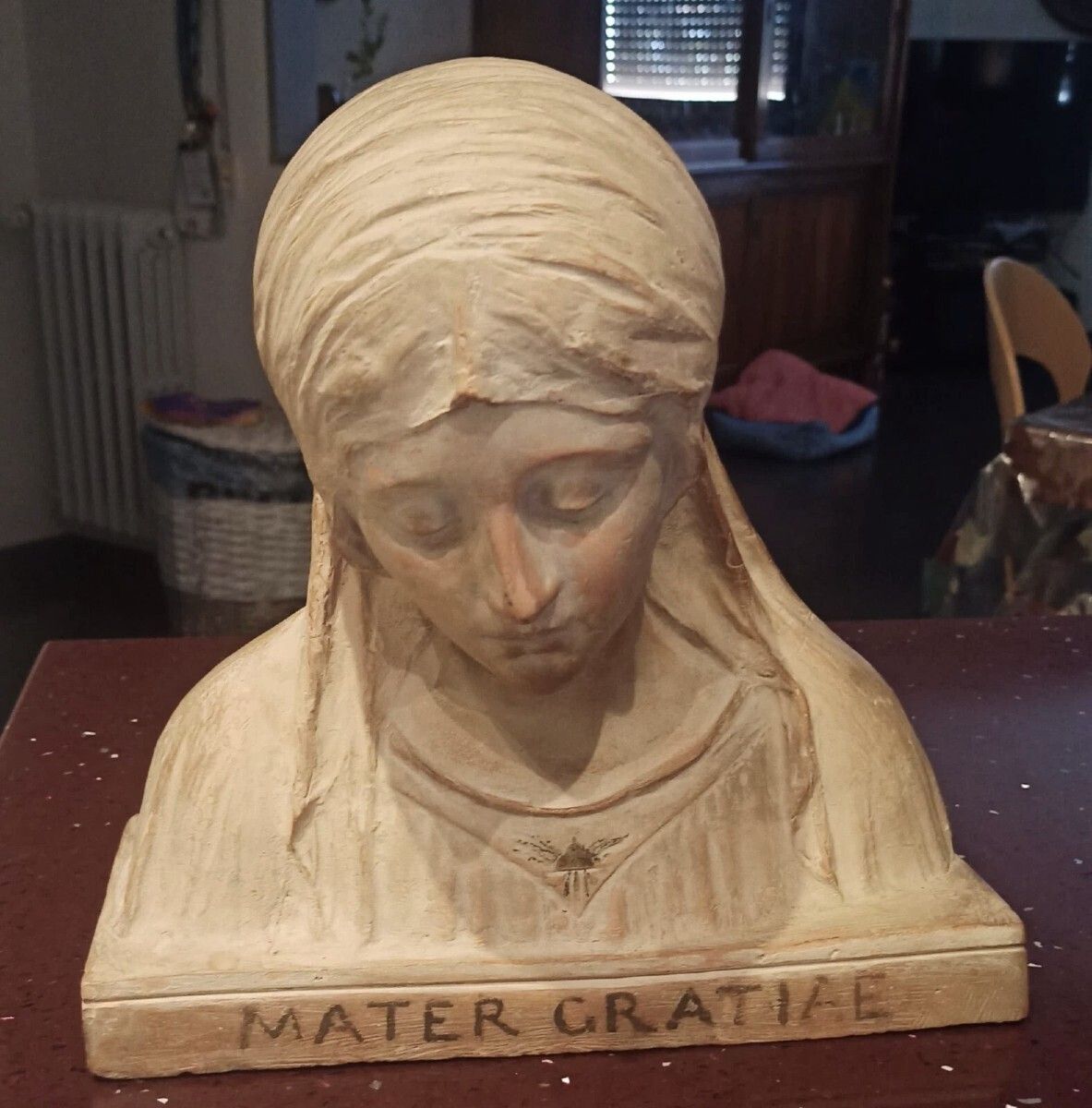 Terracotta Bust Of The Virgin Mary, Sculpture Signed A. Neri (Alfredo Neri), Early 20th Century photo for sale
