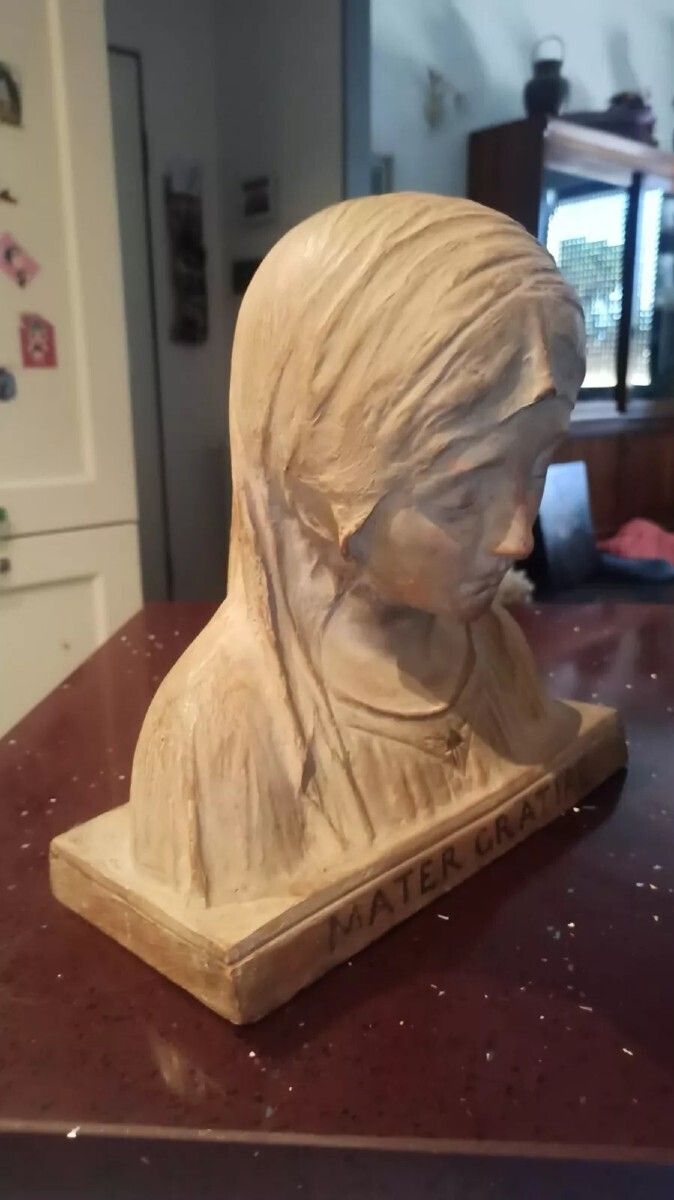Terracotta Bust Of The Virgin Mary, Sculpture Signed A. Neri (Alfredo Neri), Early 20th Century photo buy