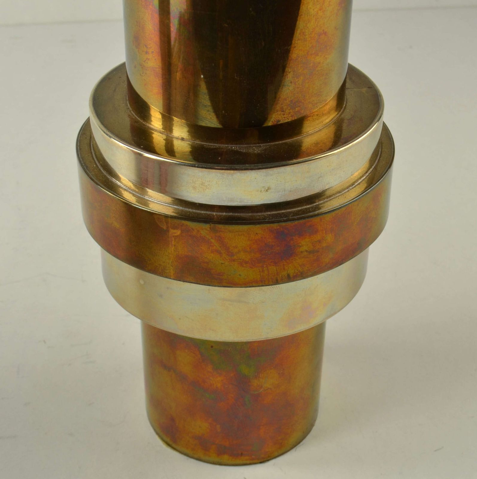 Set Of Sculptural Cylinder Brass Vases, Germany 1970's photo vintage