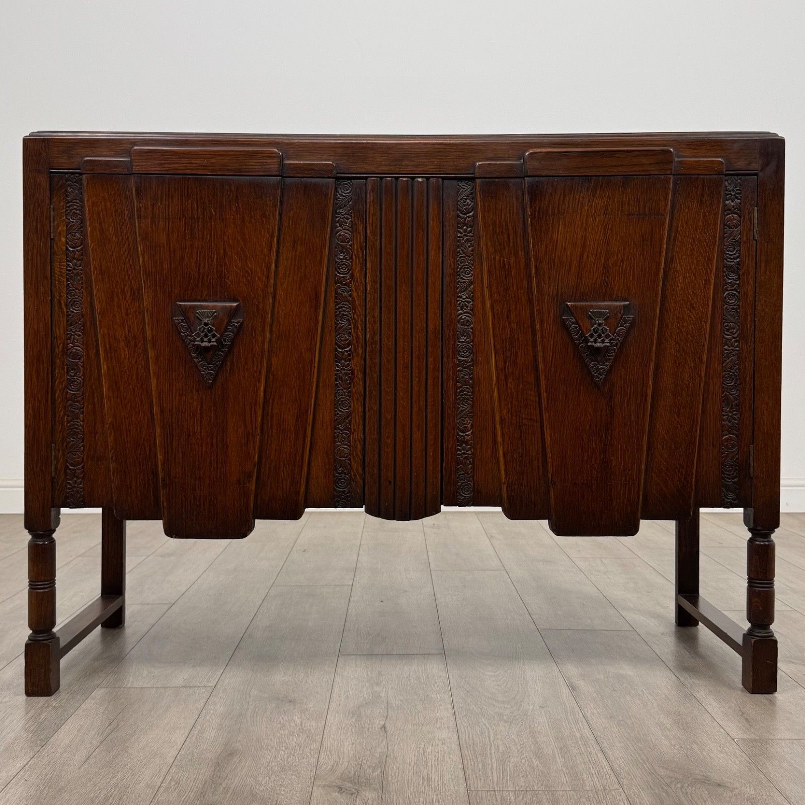 Antique 20th Century Fitted Edwardian Sideboard In Oak ( Af 5561 )