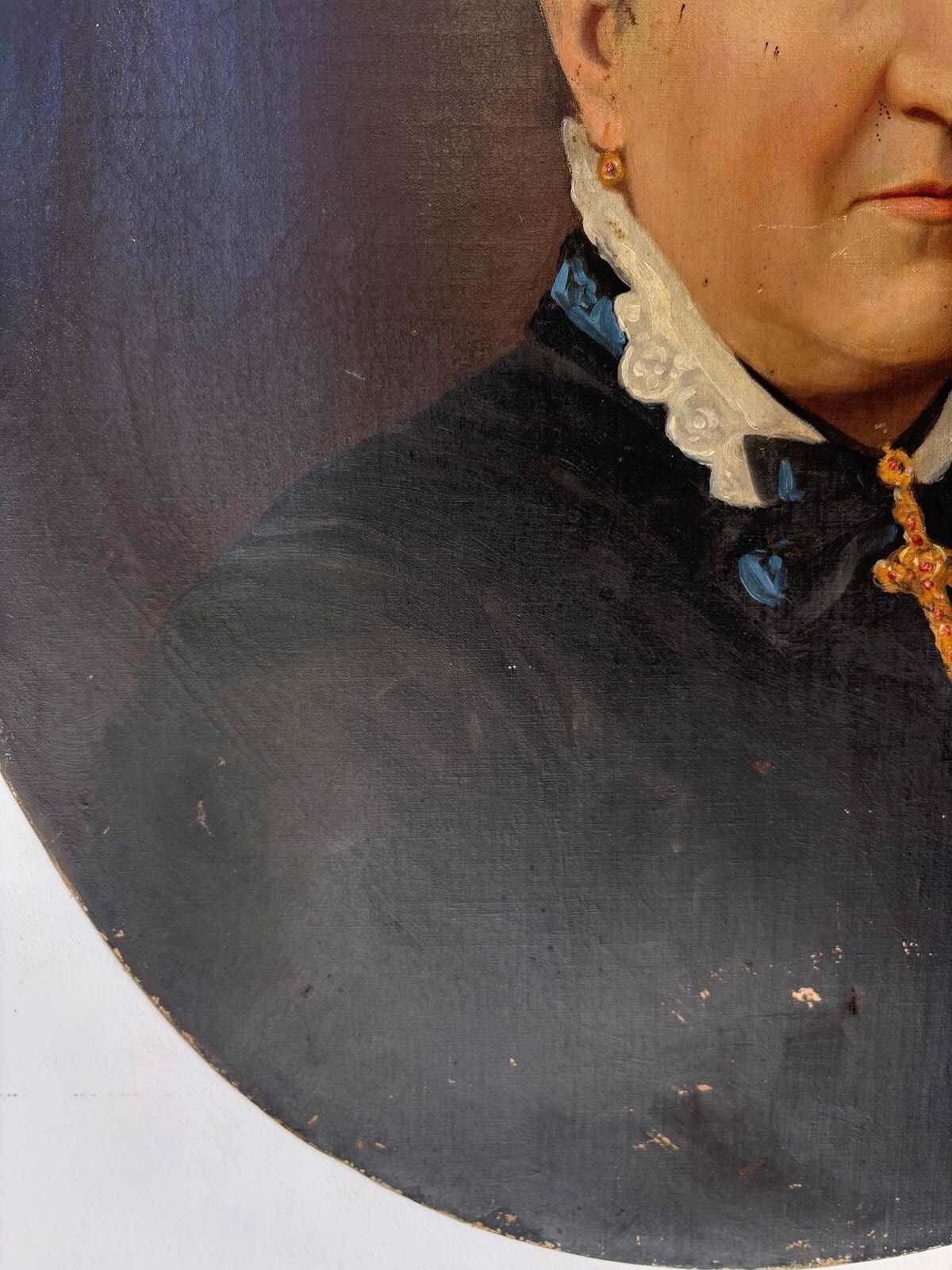19th Century French Oil Portrait Pensive Lady photo vinterior