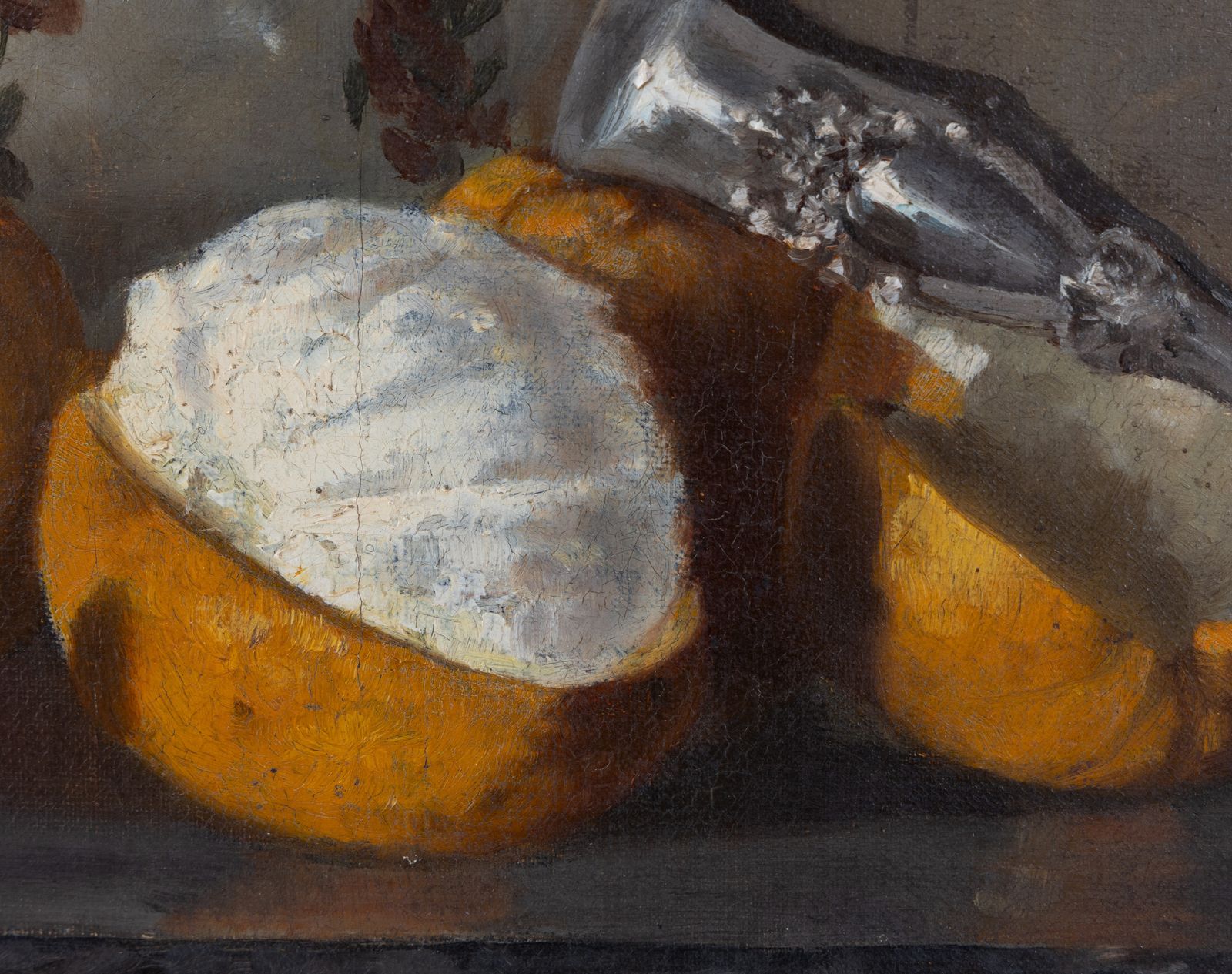 Original Antique French 19th Century Still Life Painting On Canvas, Signed – Oranges photo Art