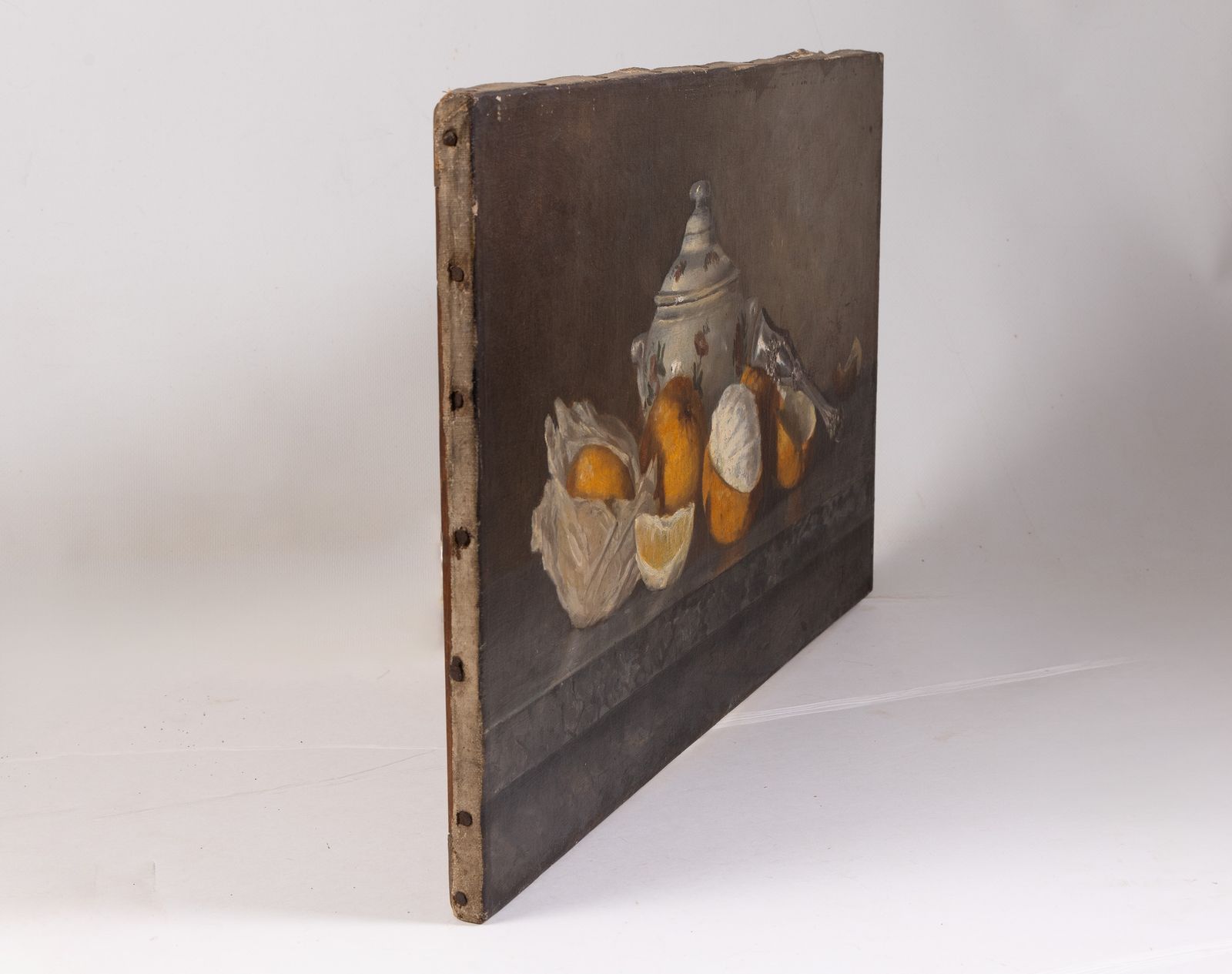 photo furniture Original Antique French 19th Century Still Life Painting On Canvas, Signed – Oranges
