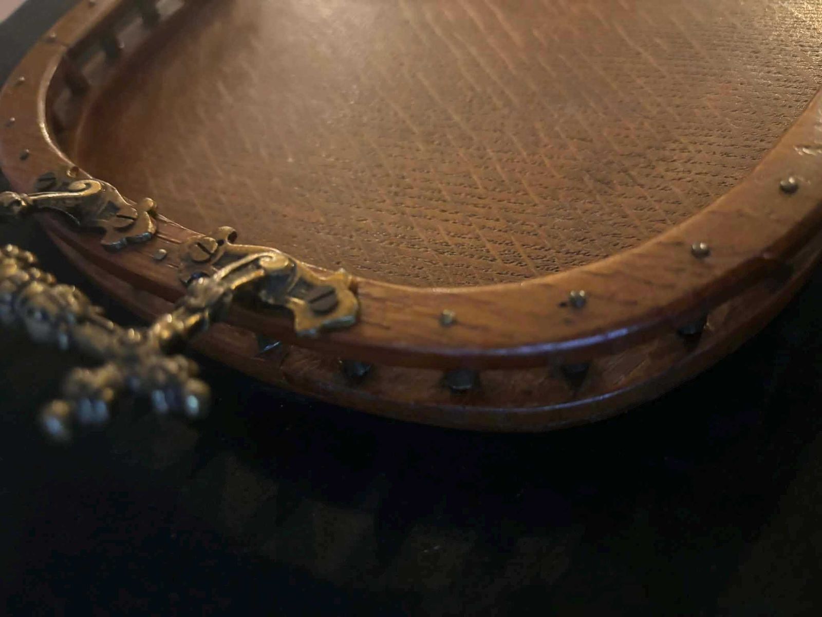 Antiek Engels Kruimelset: Houten Tafelschep En Borstel, Edwardiaans photo Woonaccessoires