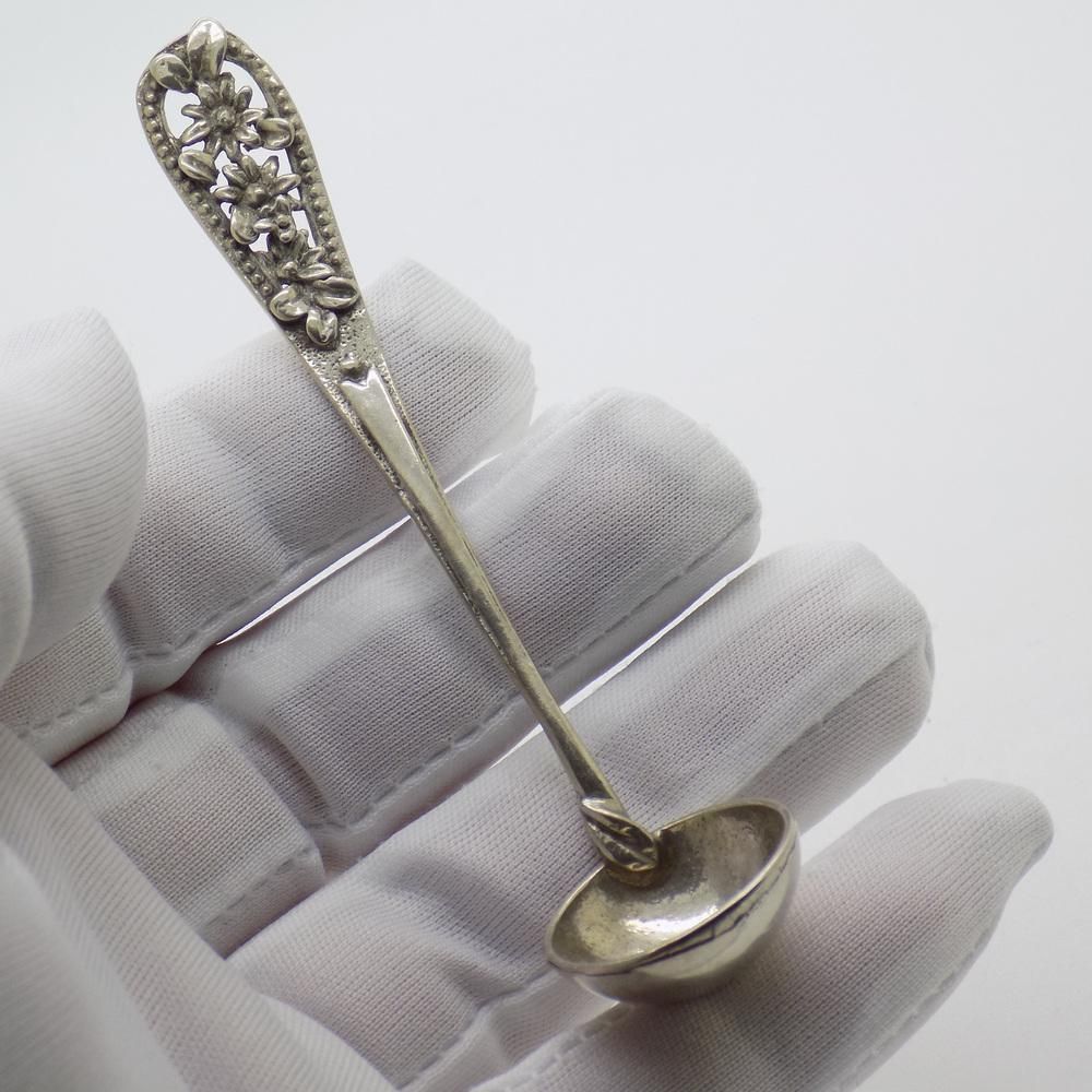 Vintage Italian Handmade Silver Mini Olive Ladle With Flower Handling, 1980s photo furniture