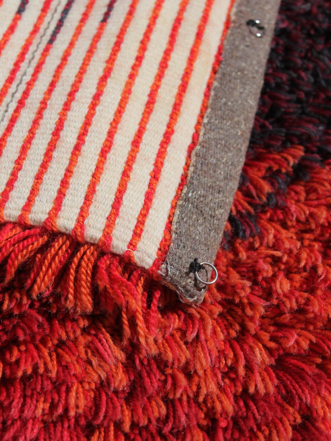 Swedish Abstract Knotted Pile Wall Wool Rug, 78x130cm photo for sale