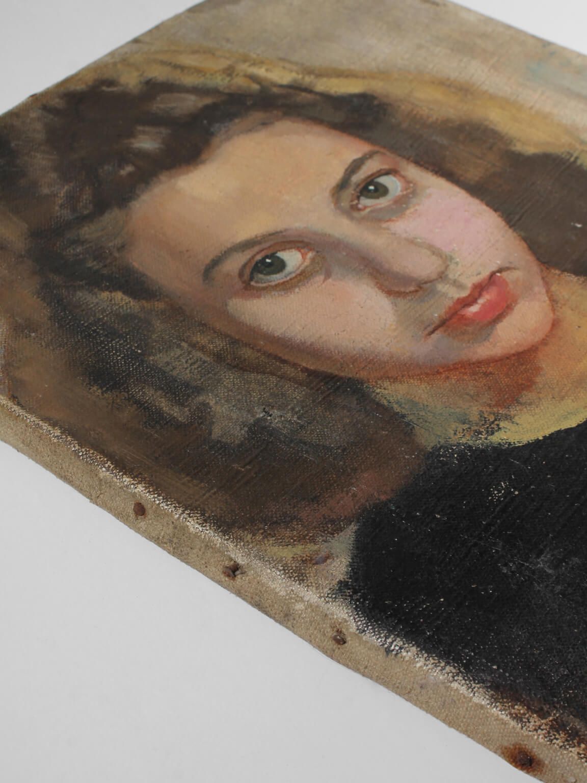 A Portrait Of A Young Woman, Oil On Canvas, Early 20th Century photo for sale
