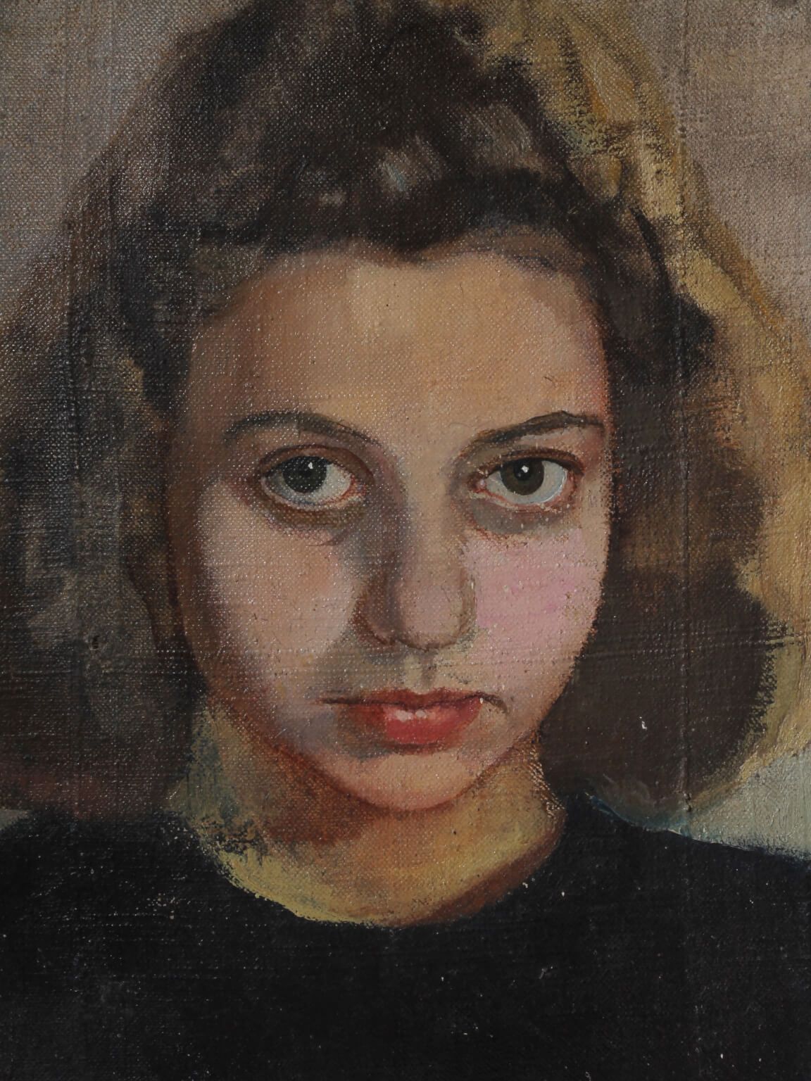 A Portrait Of A Young Woman, Oil On Canvas, Early 20th Century photo 1578.0