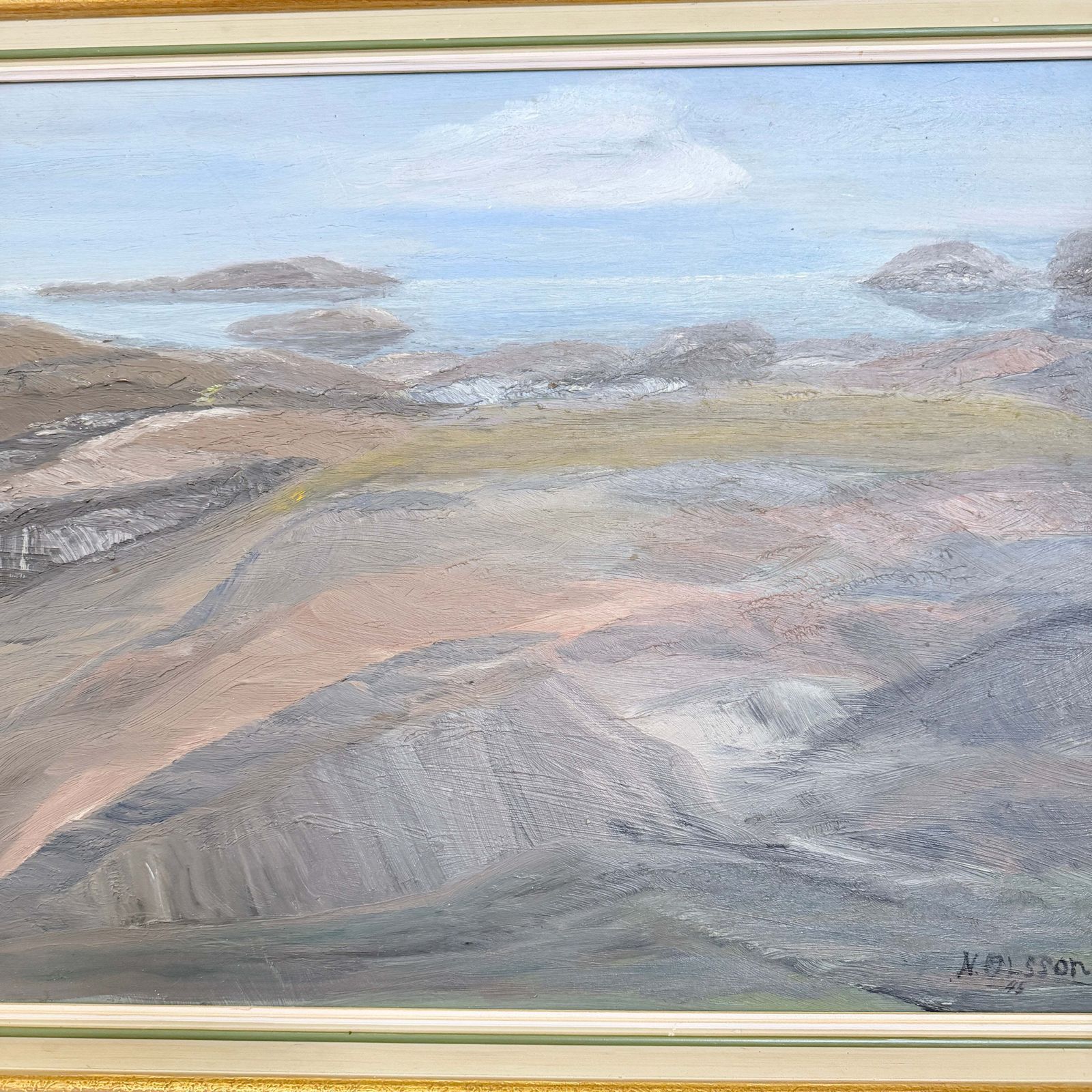 Granite Coastline, 1945. Vintage Swedish Oil Painting. photo furniture
