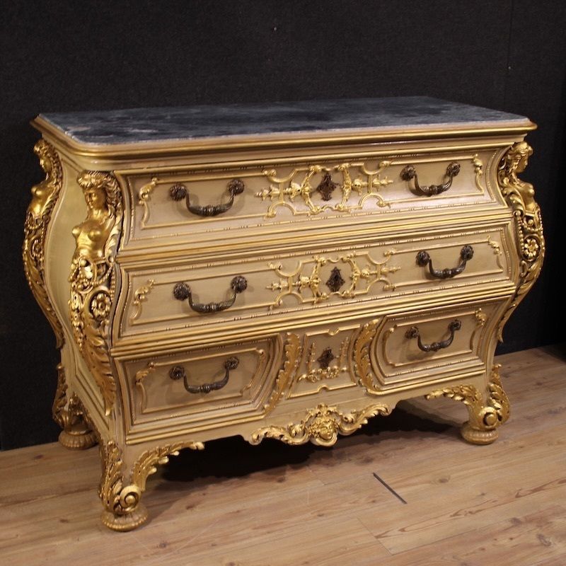 20th Century Lacquered And Gilded Italian Chest Of Drawers