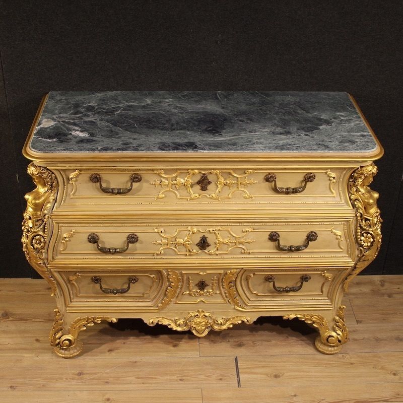 20th Century Lacquered And Gilded Italian Chest Of Drawers photo furniture