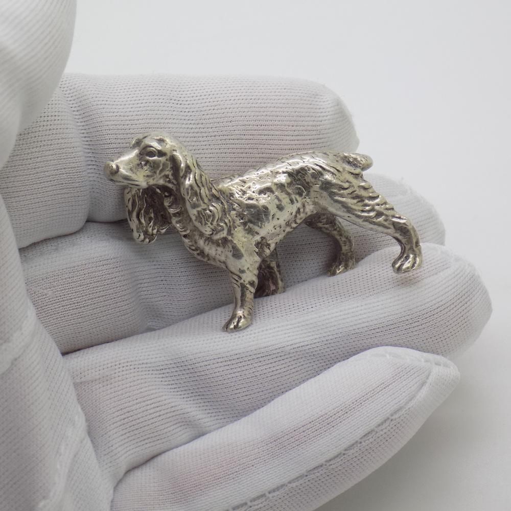 Vintage Italian Handmade Genuine Silver Cocker Spaniel Dog Figurine, 1960s photo furniture