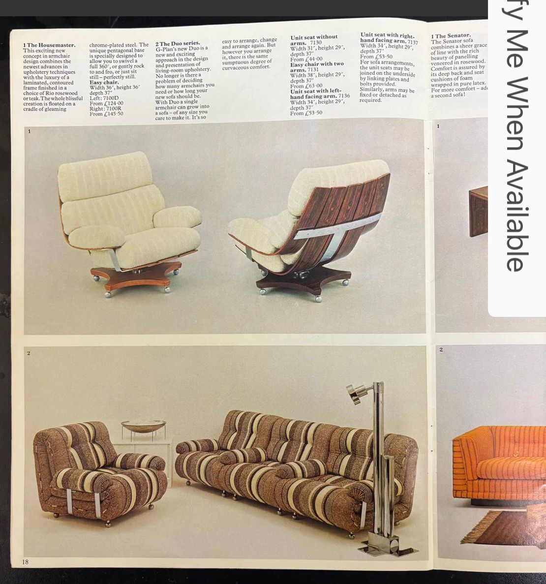 photo furniture Mid Century G Plan Duo Modular Armchairs/Sofa Geometric Brown Chevron Pattern Retro Mcm