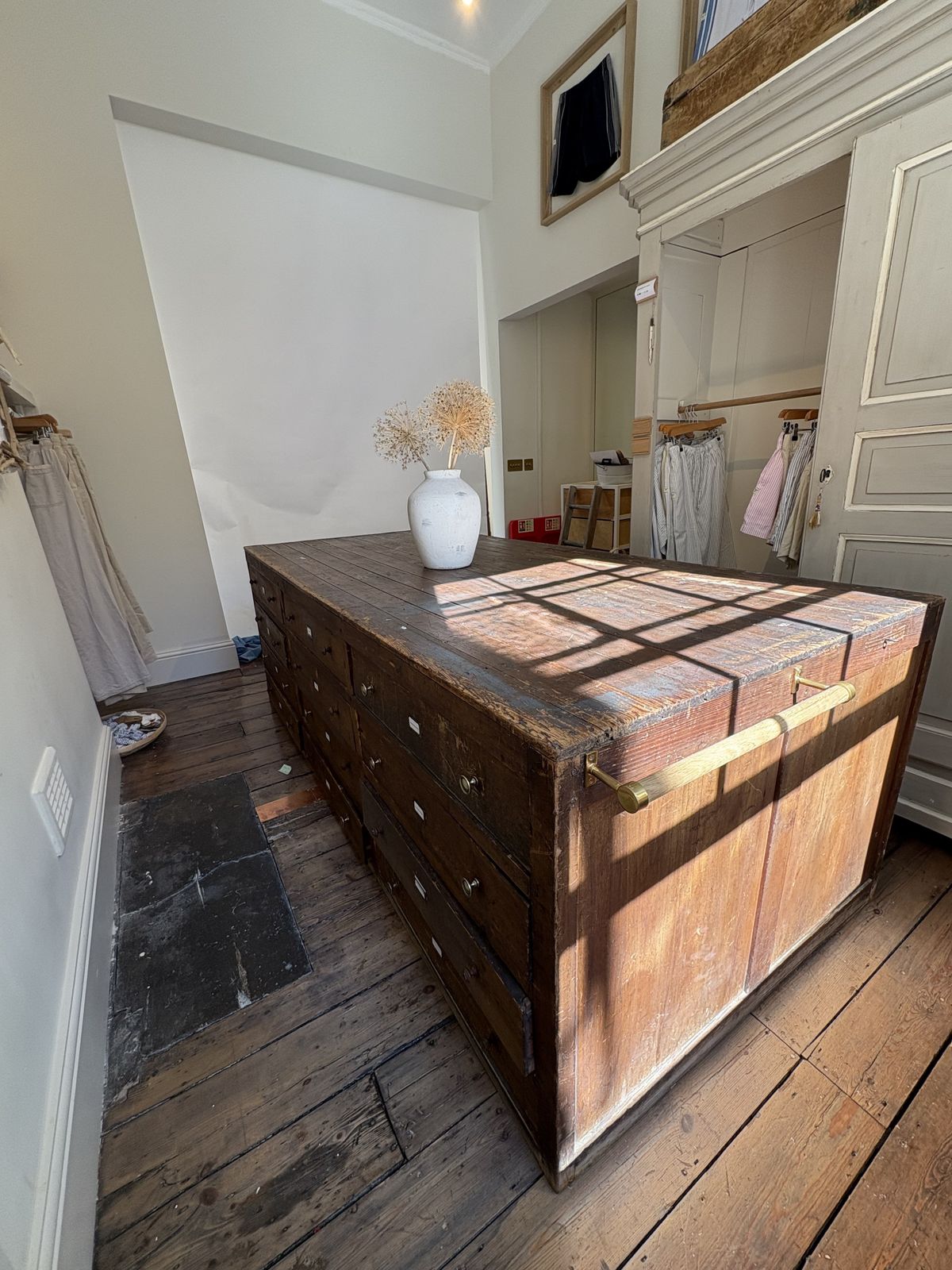 Large Industrial Double Sided Bank Drawers / Island photo vintage
