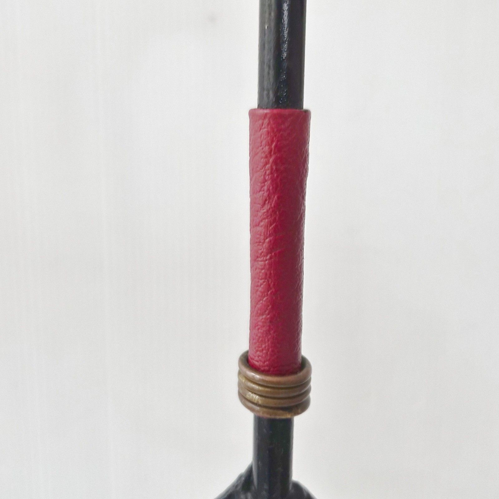 Vintage 1950s Metal Leather & Ceramic Burgundy Umbrella Stand 50s Rockabilly photo 183.0