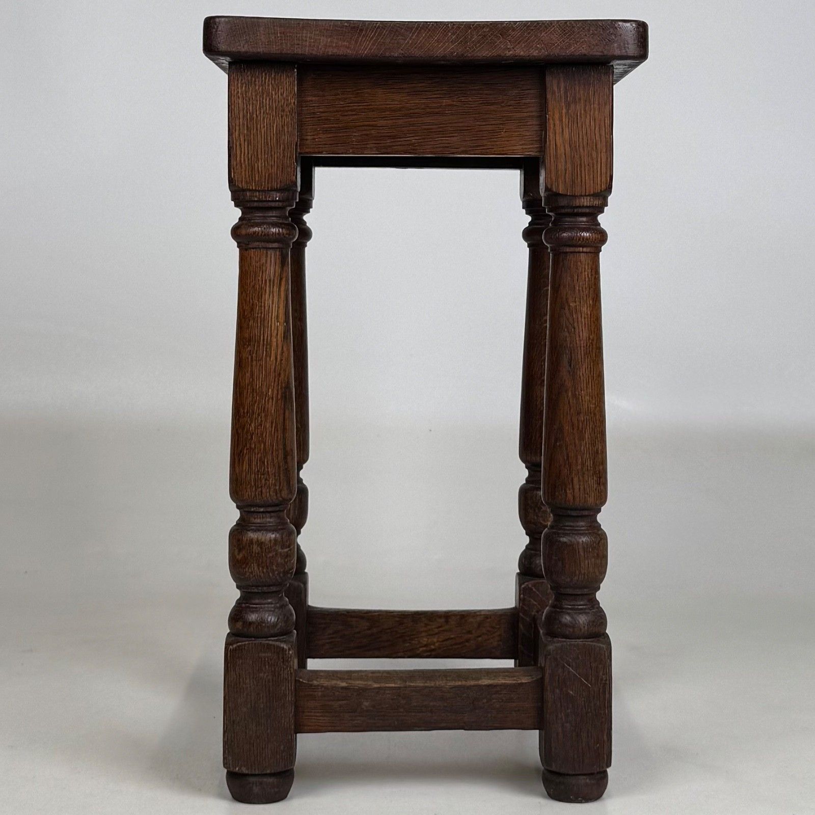 Antique 20th Century Edwardian Set Of 3 Oak Stools ( Af 5540 ) photo Furniture