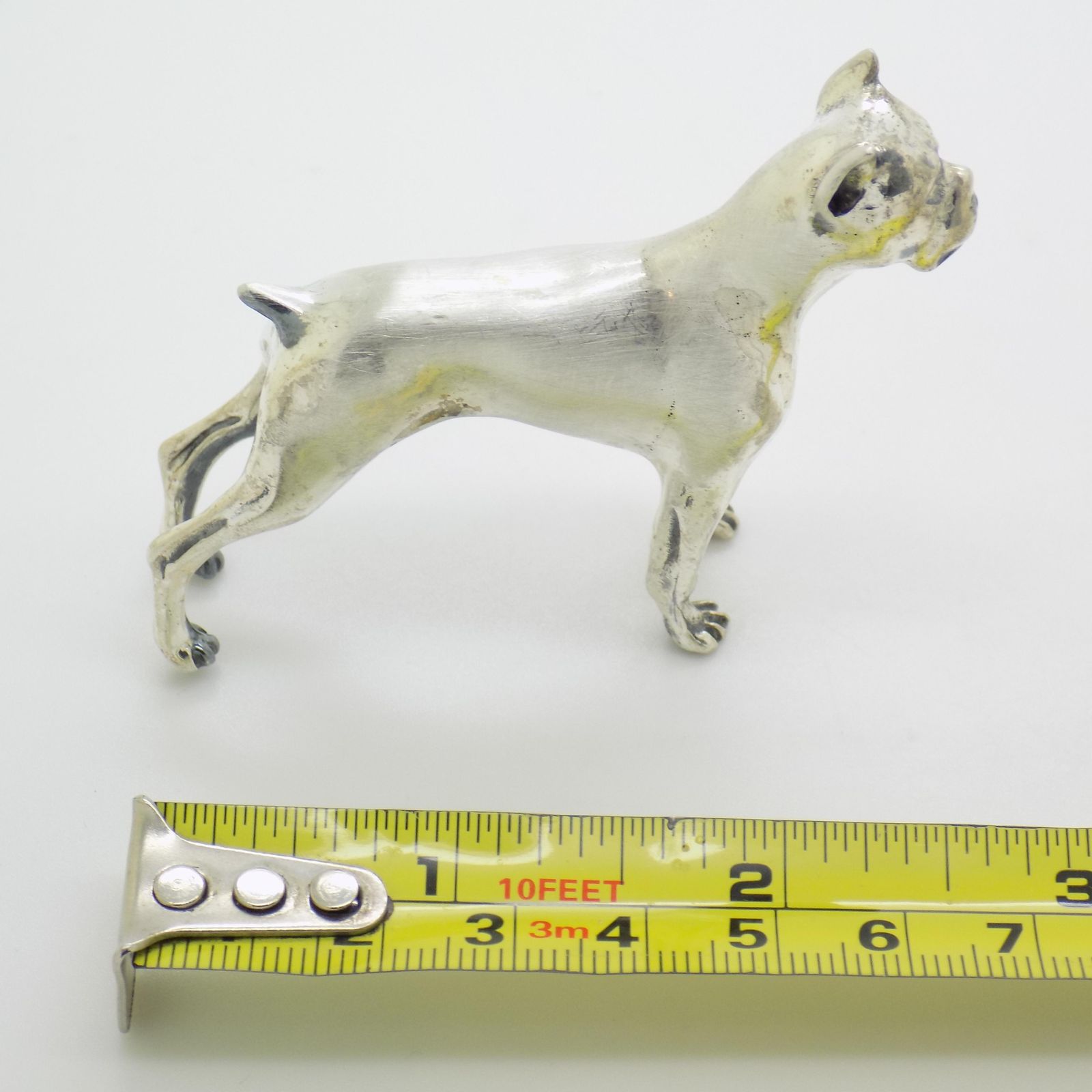 Art Large Vintage Italian Handmade Sterling Silver Boxer Dog, Tuscany, Italy, 1970s photo