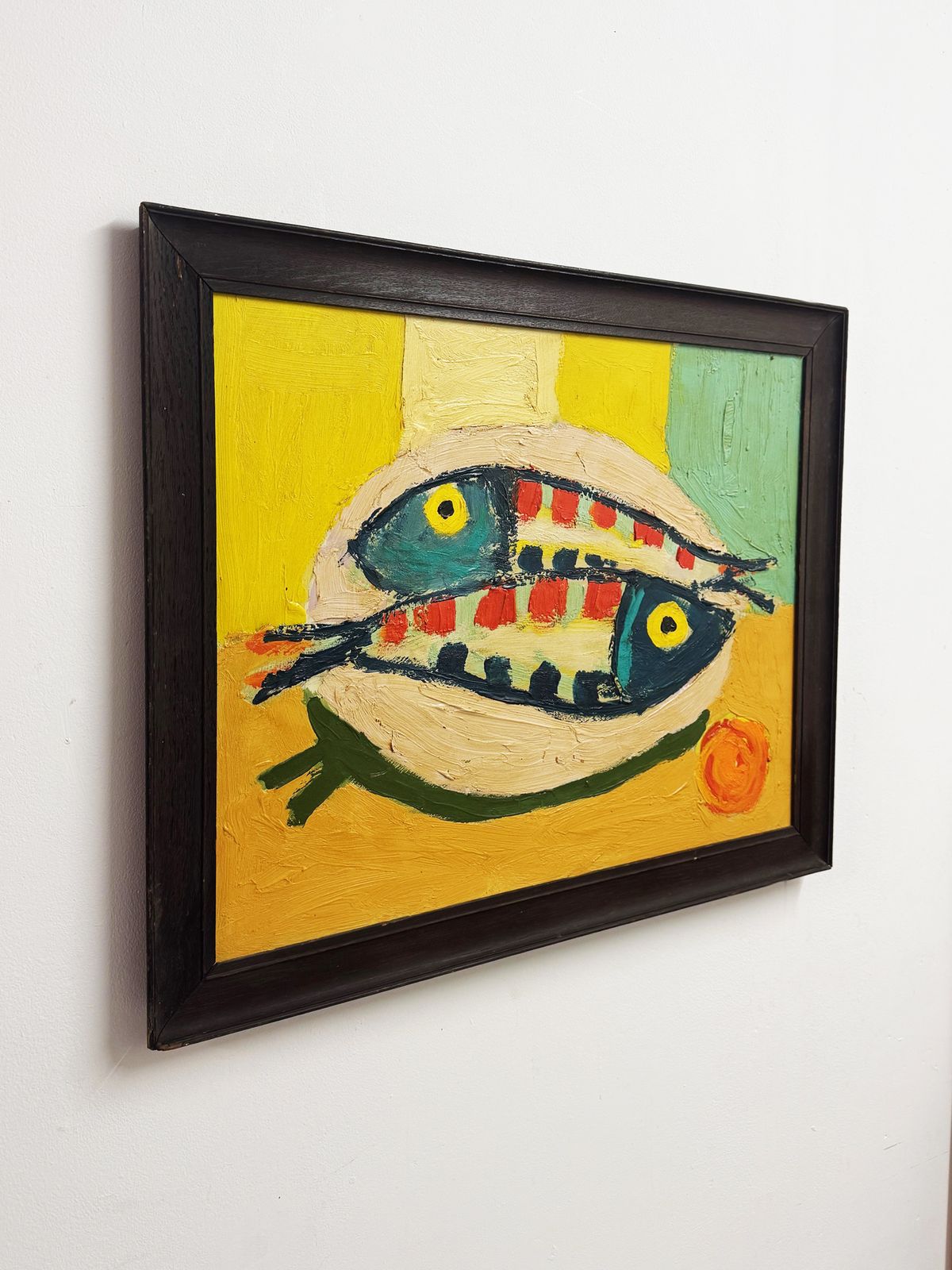 Large Abstract Fish Textured Impasto Still Life Oil Painting photo 450.0