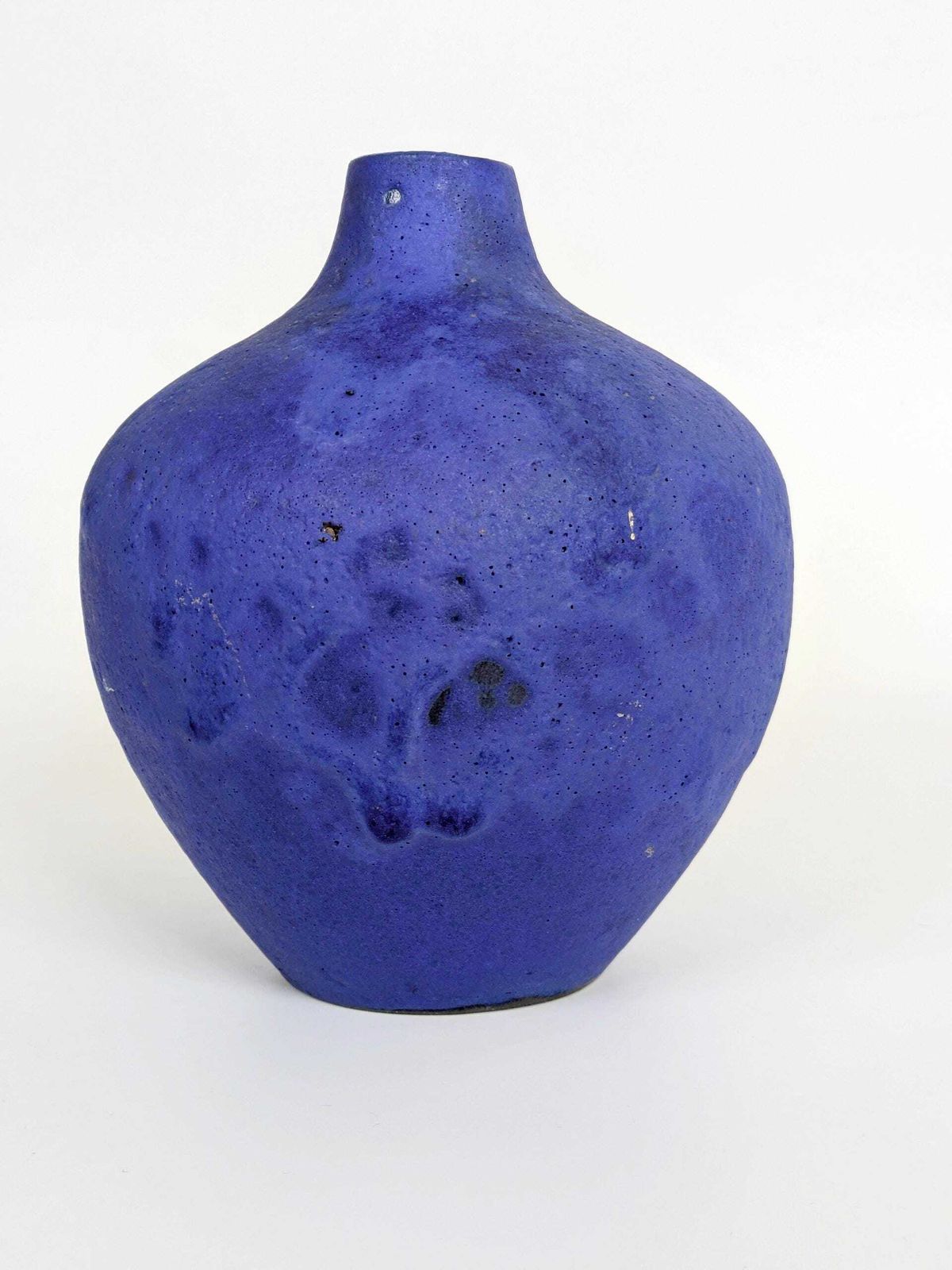 Midcentury Heyne Keramik Vase, Klein Blue Fat Lava Ceramic, West Germany 1960s, Signed photo buy
