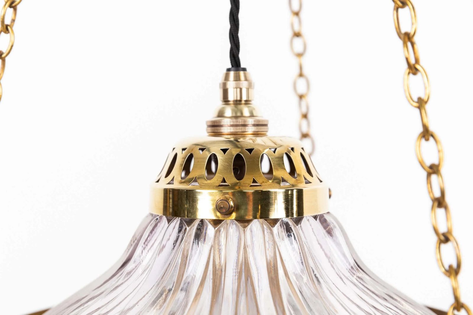 10" Antique Holophane 'Blondel Stiletto' Glass Pendant Light photo 834.0