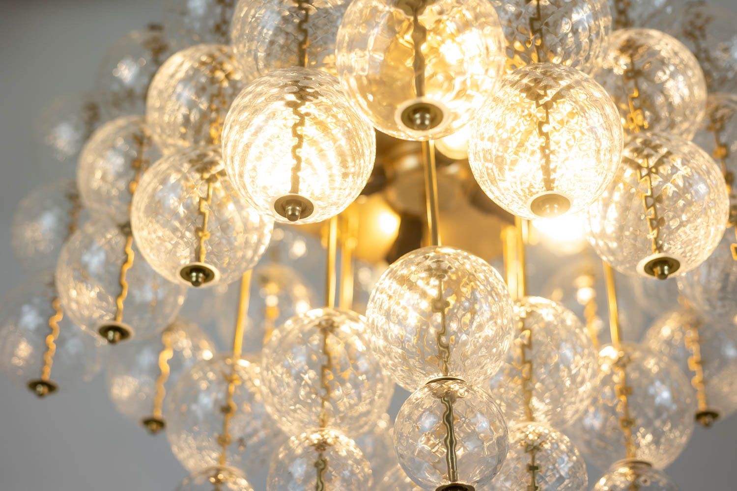Kamenicky Senov. Chandelier Made Of Blown Glass And Gilded Brass. 1970s. photo 4600.0