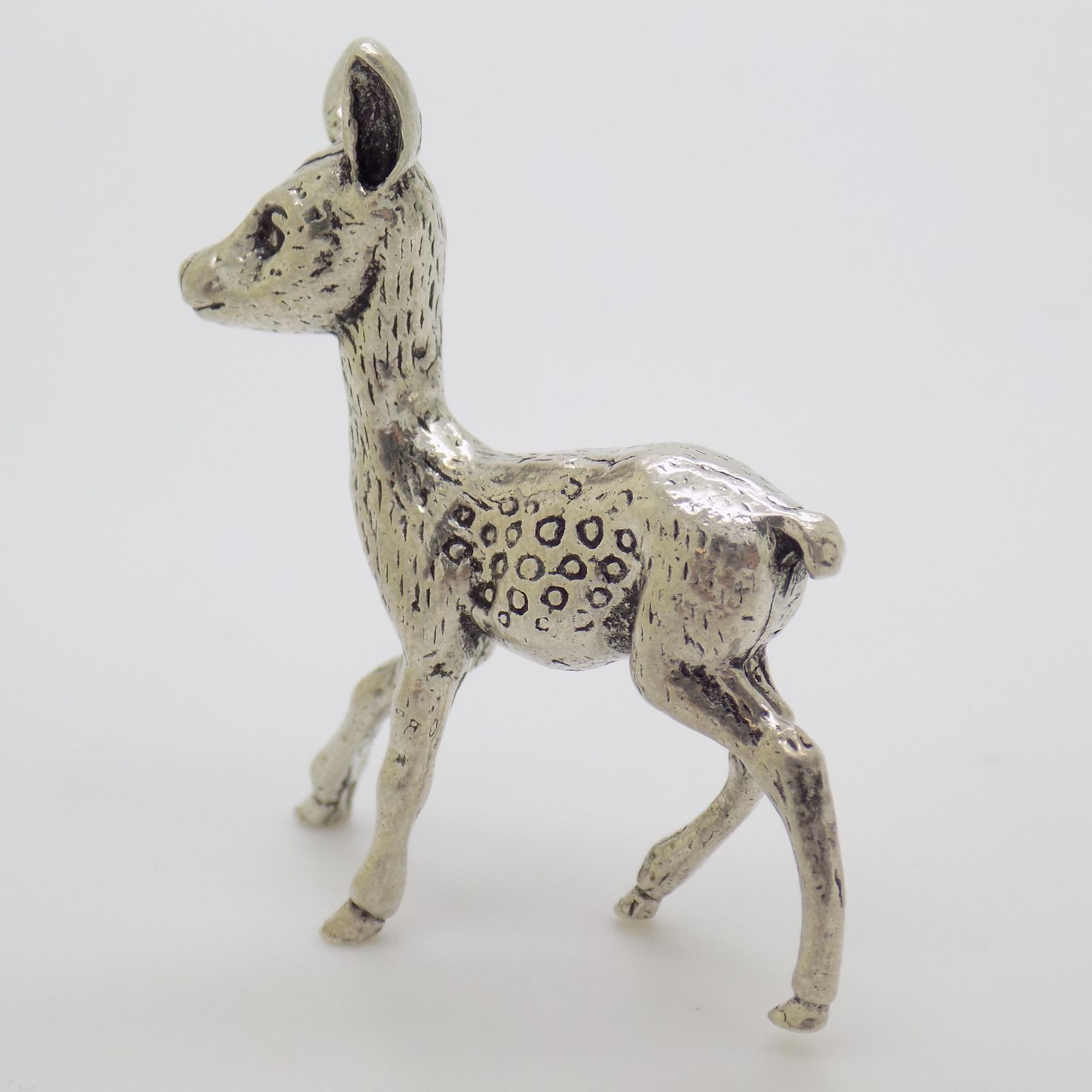 Vintage Italian Handmade Genuine Silver Fawn Deer Figurine, 1970s photo for sale