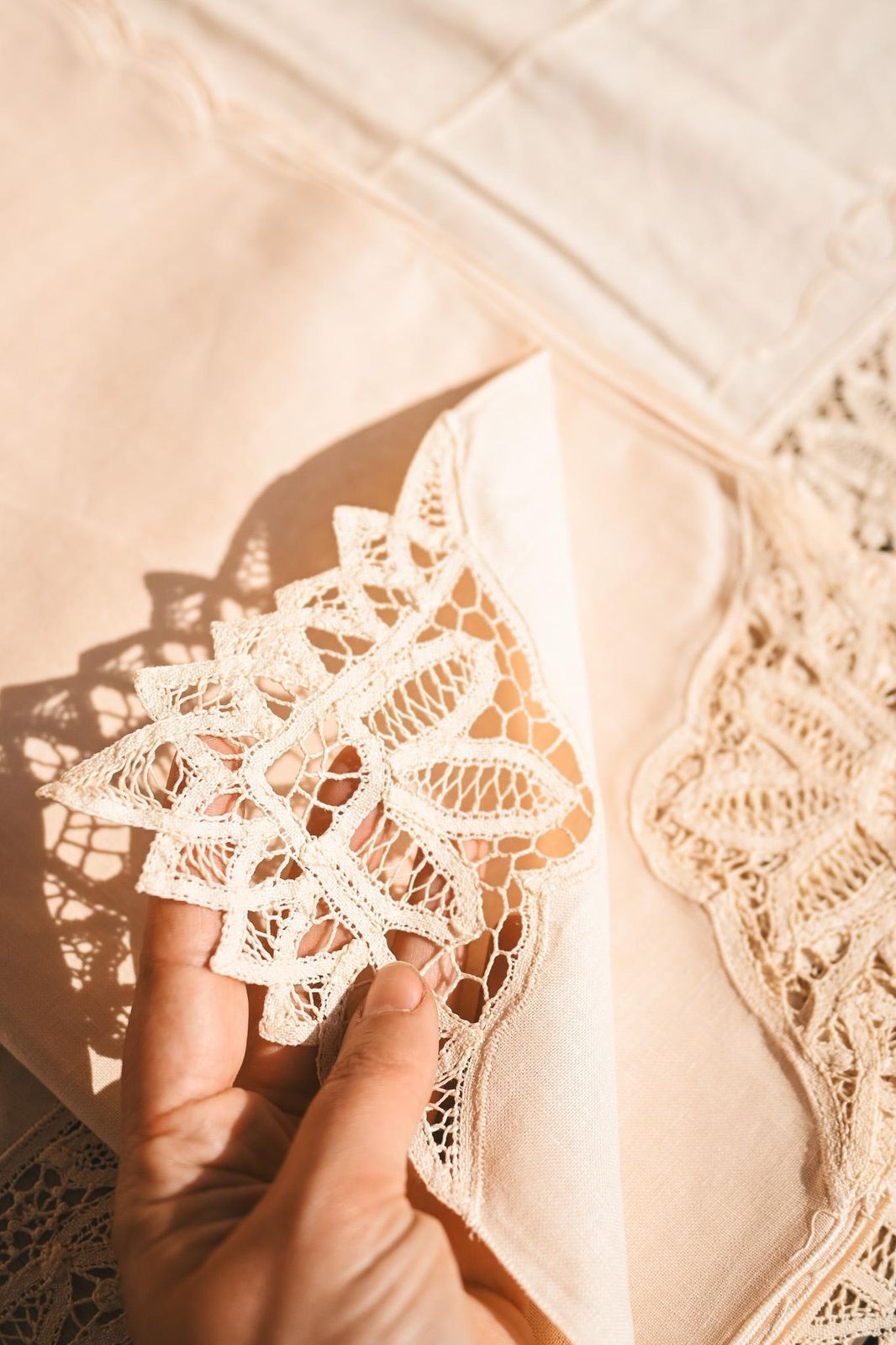 Antique Italian Linen Tablecloth Set | Renaissance Needle Lace | 12 Napkins | Ivory | Never Used photo for sale