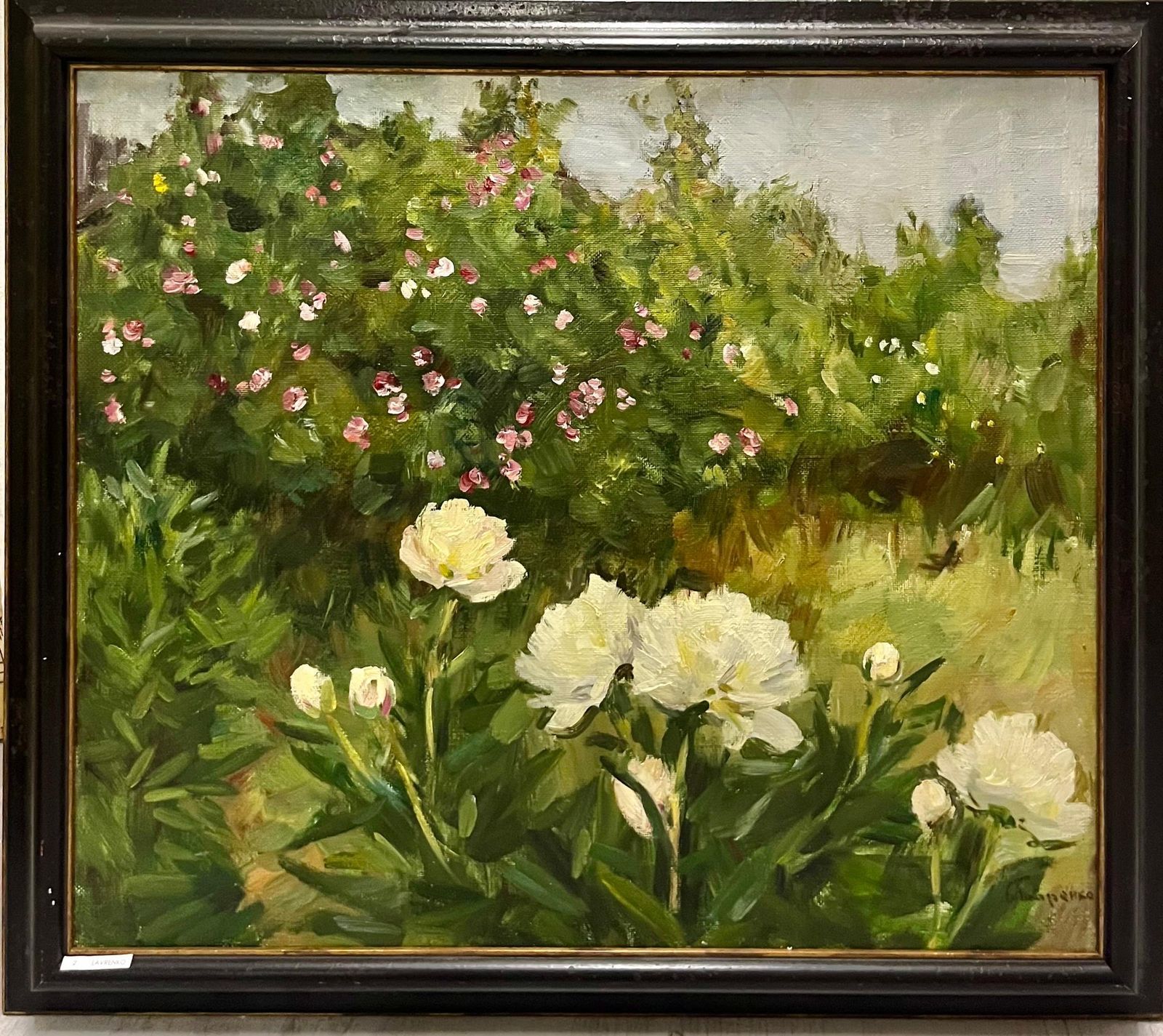 Boris Lavrenko "White Peonies" Oil Cm. 70 X 60 1980 1980 photo for sale