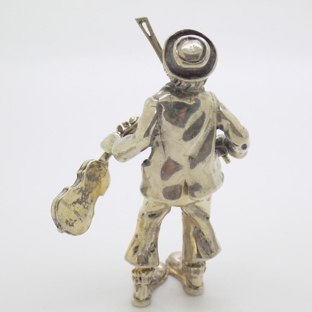 Vintage Italian Handmade Silver Circus Violinist Figurine From Angini, Arezzo, Tuscany, Italy, 1970s photo Home Decor