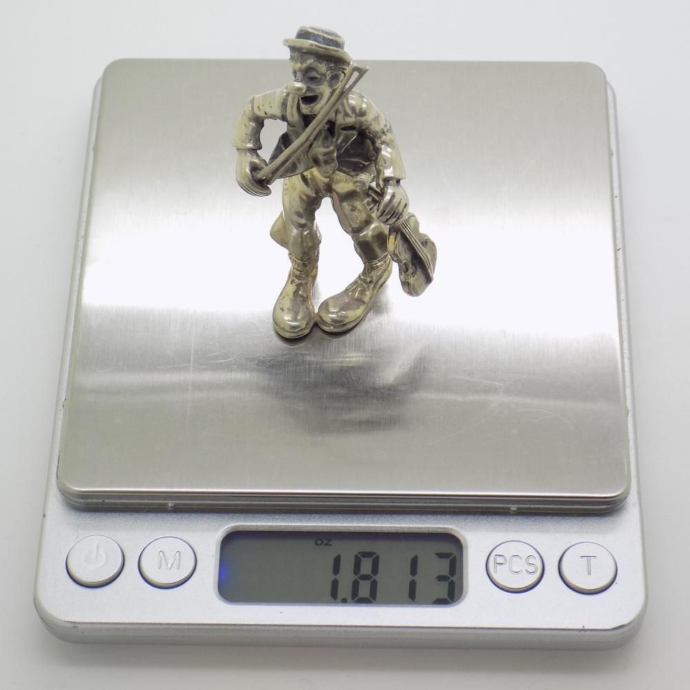 335.0 Vintage Italian Handmade Silver Circus Violinist Figurine From Angini, Arezzo, Tuscany, Italy, 1970s photo