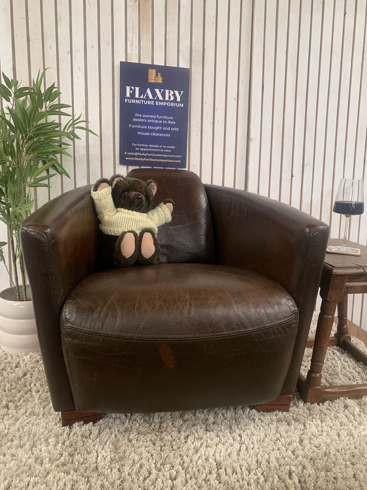 Furniture Timothy Oulton Halo Mars Aviator Rocket Leather Club Armchair Cigar Brown Vintage photo
