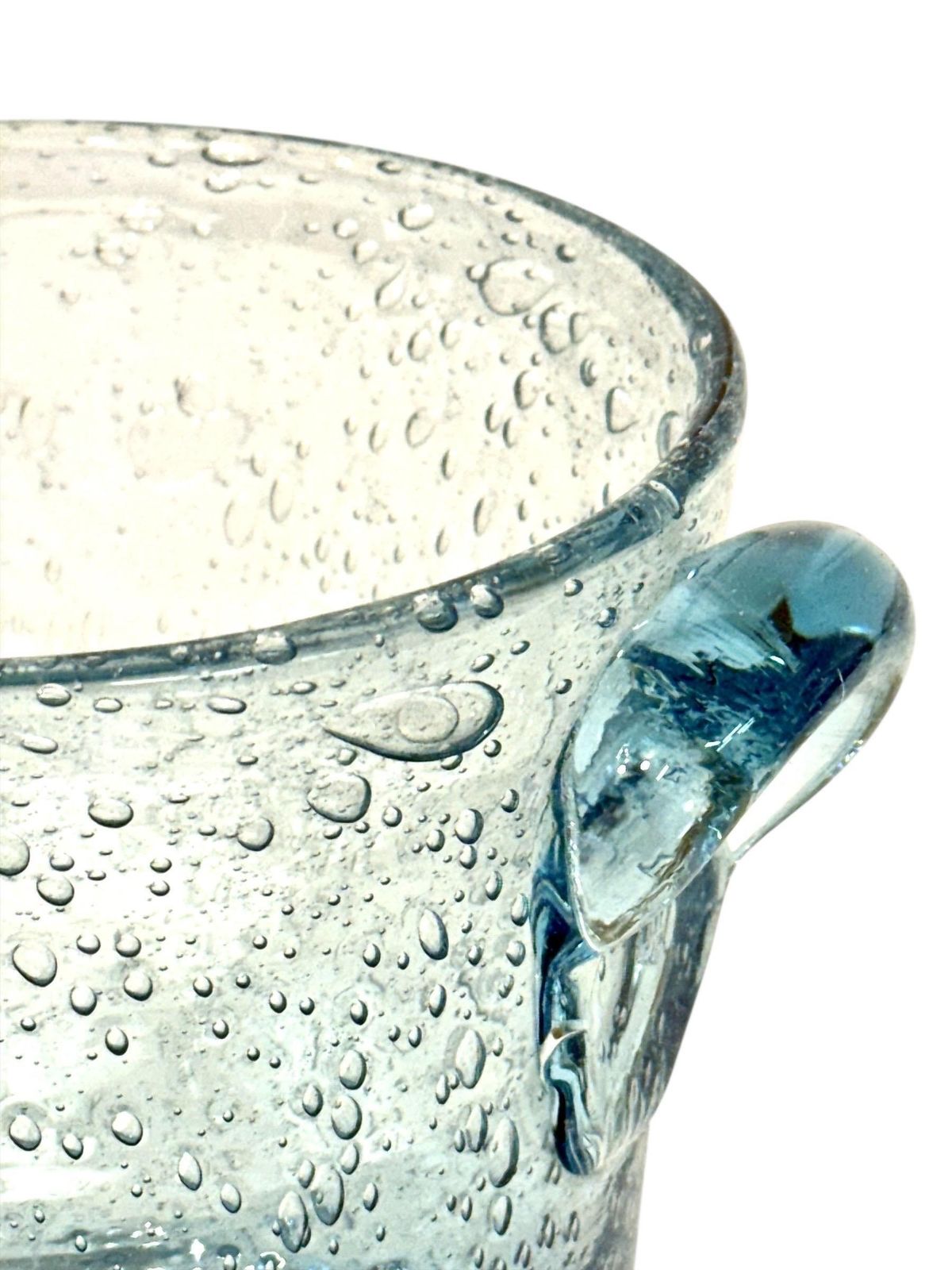 Biot Blue Bubble Glass Ice Bucket, Hand Blown, Coastal Design, France photo buy