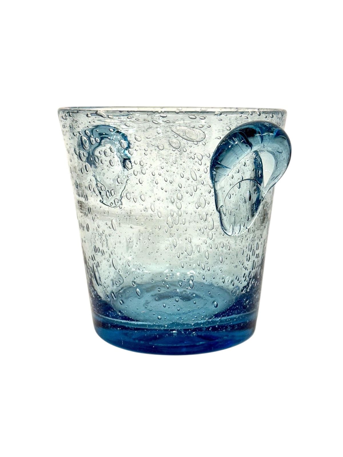 photo furniture Biot Blue Bubble Glass Ice Bucket, Hand Blown, Coastal Design, France